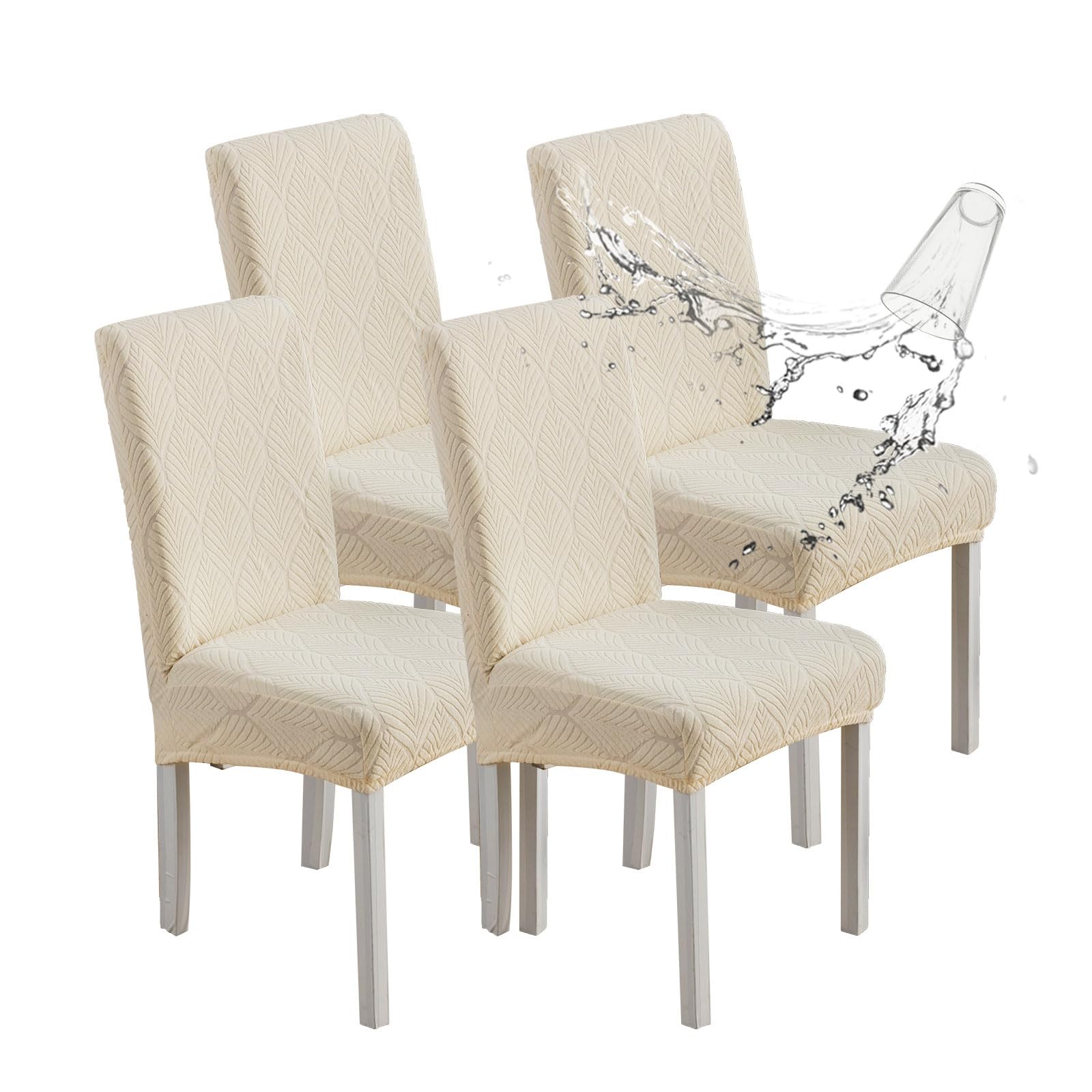 Waterproof Stretch Dining Chair Covers - Washable & Removable Slipcovers for Parsons Chairs - Perfect for Kitchen, Dining Room & Outdoor Use - Protects Against Spills & Stains