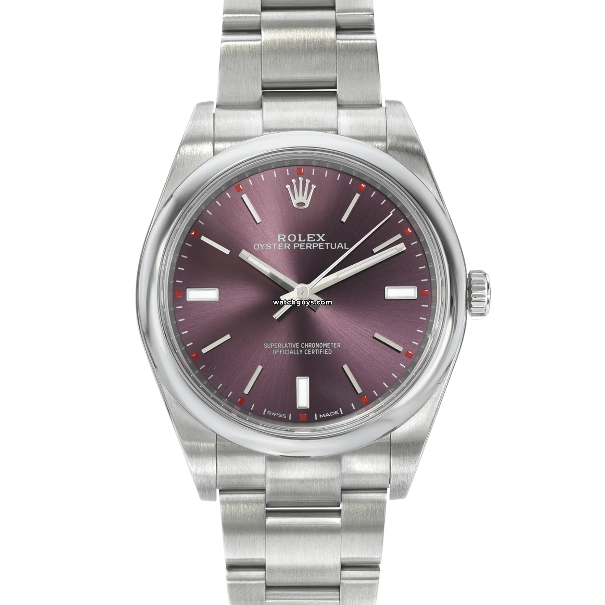 Rolex Oyster Perpetual 114300 Men's Watch - 39mm Stainless Steel Case, Red Grape Dial, Automatic Movement - Luxury Dress Watch for Business & Formal Occasions