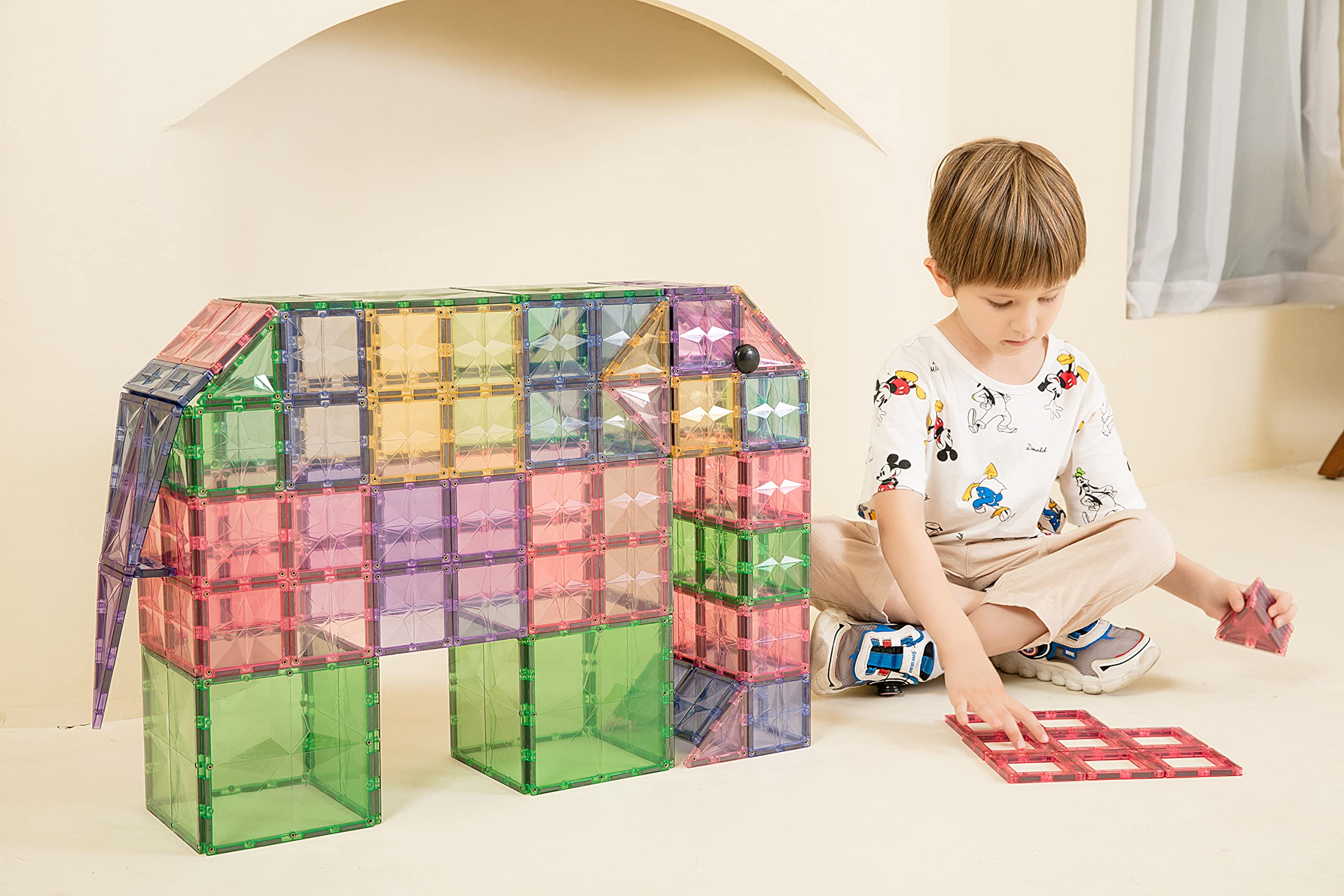 Premium Magnetic Tiles Building Set - 100+ STEM Authenticated Magnetic Blocks for Kids Ages 3-10 | Educational Construction Toys for Boys & Girls | Perfect for Classroom, Home Play & Creative Learning Activities