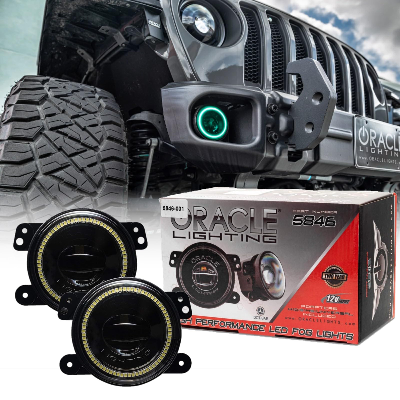 ORACLE Lighting 5846-332 Pair of 20W Dynamic ColorSHIFT LED Fog Lights for 2007-2018 Jeep Wrangler JK - High Performance Waterproof Epoxy Sealed - Perfect for Off-Roading & Night Driving
