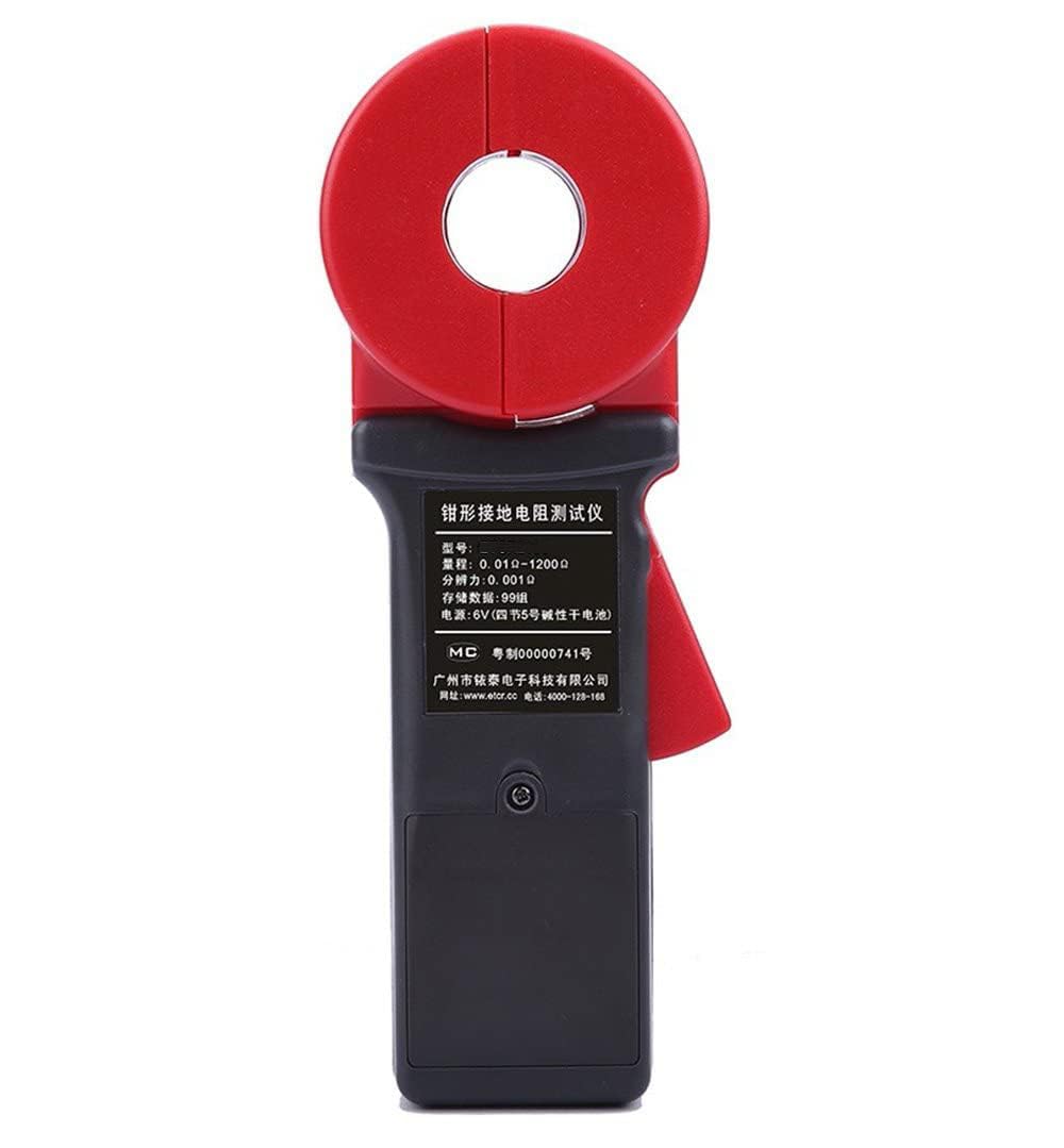 ETCR2100 Earth Resistance Tester Meter - 32mm Clamp Size, LCD Display, 0.01 to 1200 Ohm Range - Perfect for Electrical Grounding Testing in Industrial and Home Applications