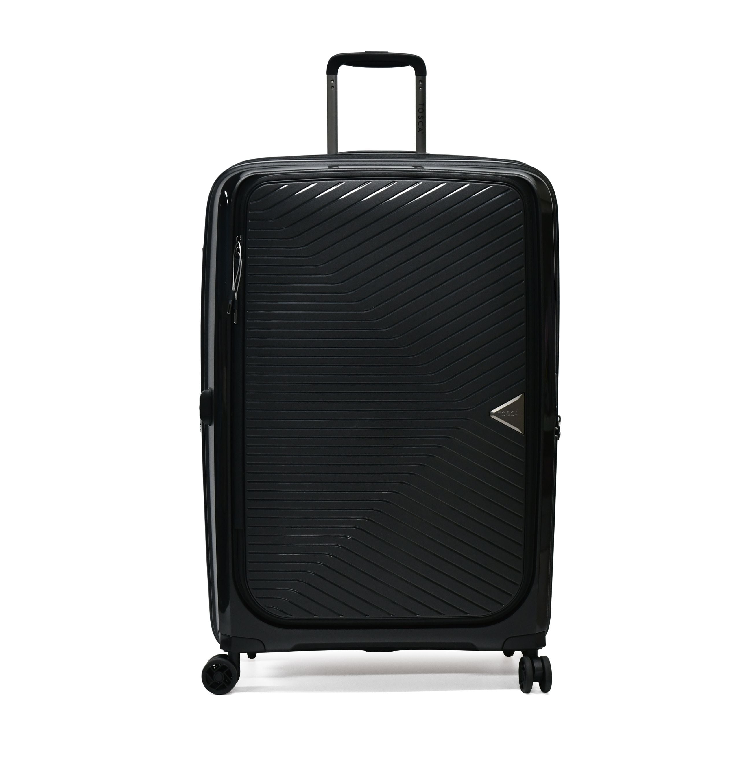 Tosca Space X 25in Medium Dual Opening Suitcase - Black Luggage for Travel & Business Trips | Carry-On & Check-In Friendly