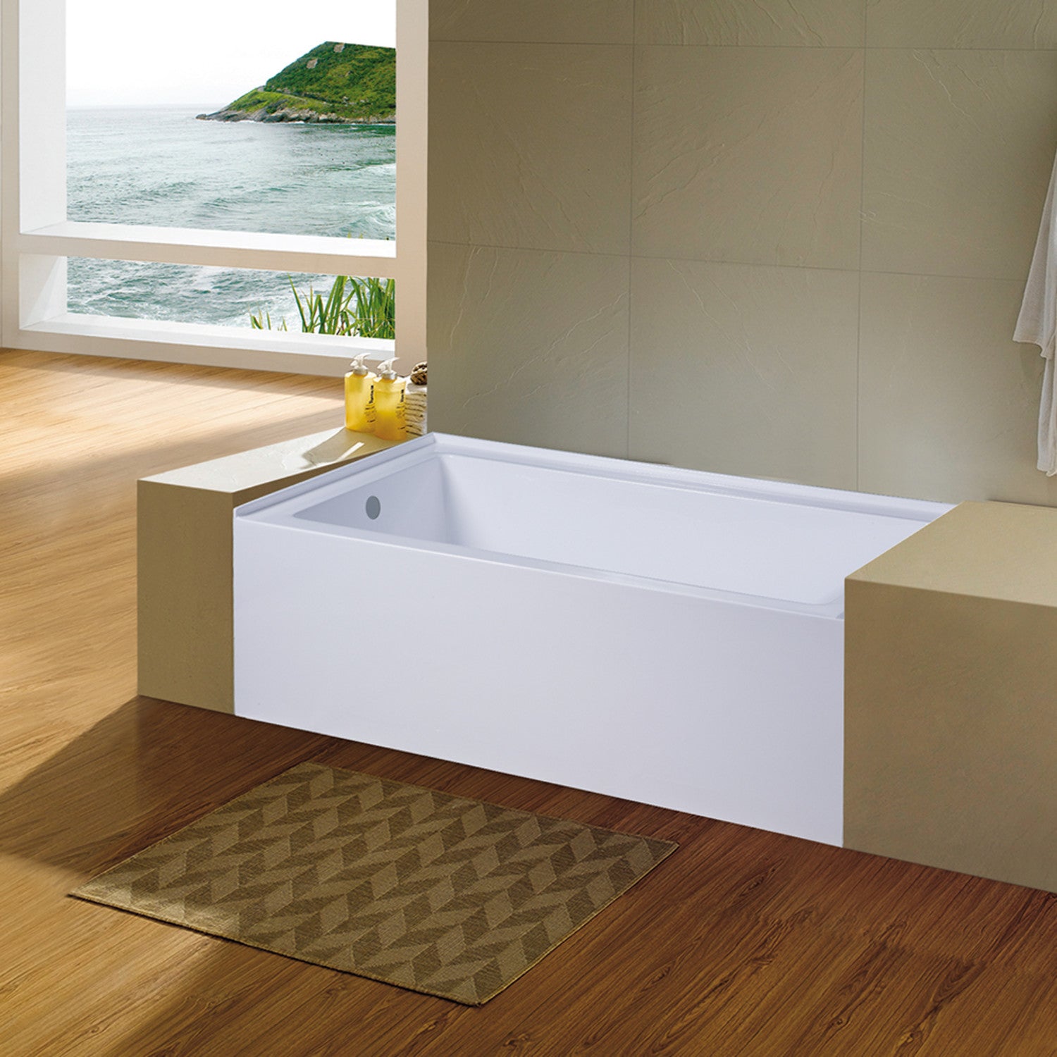 Aqua Eden VTDE603122L 60-Inch Acrylic Rectangular 3-Wall Alcove Bathtub - Left Hand Drain, Glossy White - Perfect for Modern Bathroom Renovations & Spa-Like Relaxation