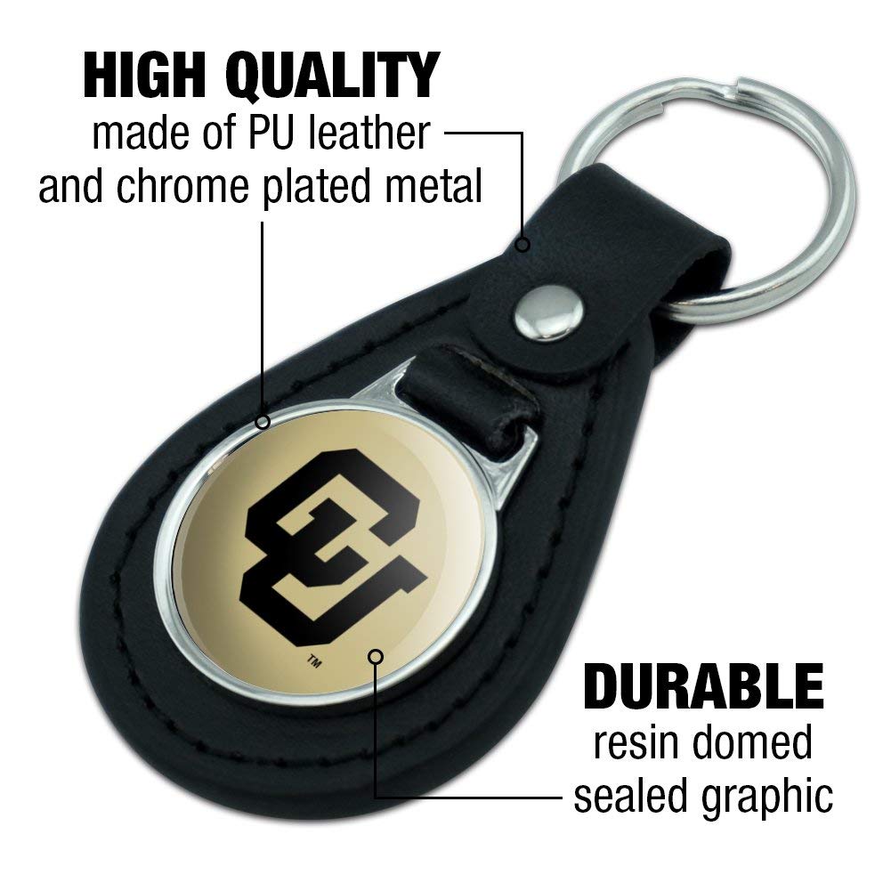 University of Colorado Boulder Black Leather Keychain - Premium CU Buffs Key Ring for Students, Alumni & Fans - Perfect for Backpacks, Gifts & School Spirit Accessories