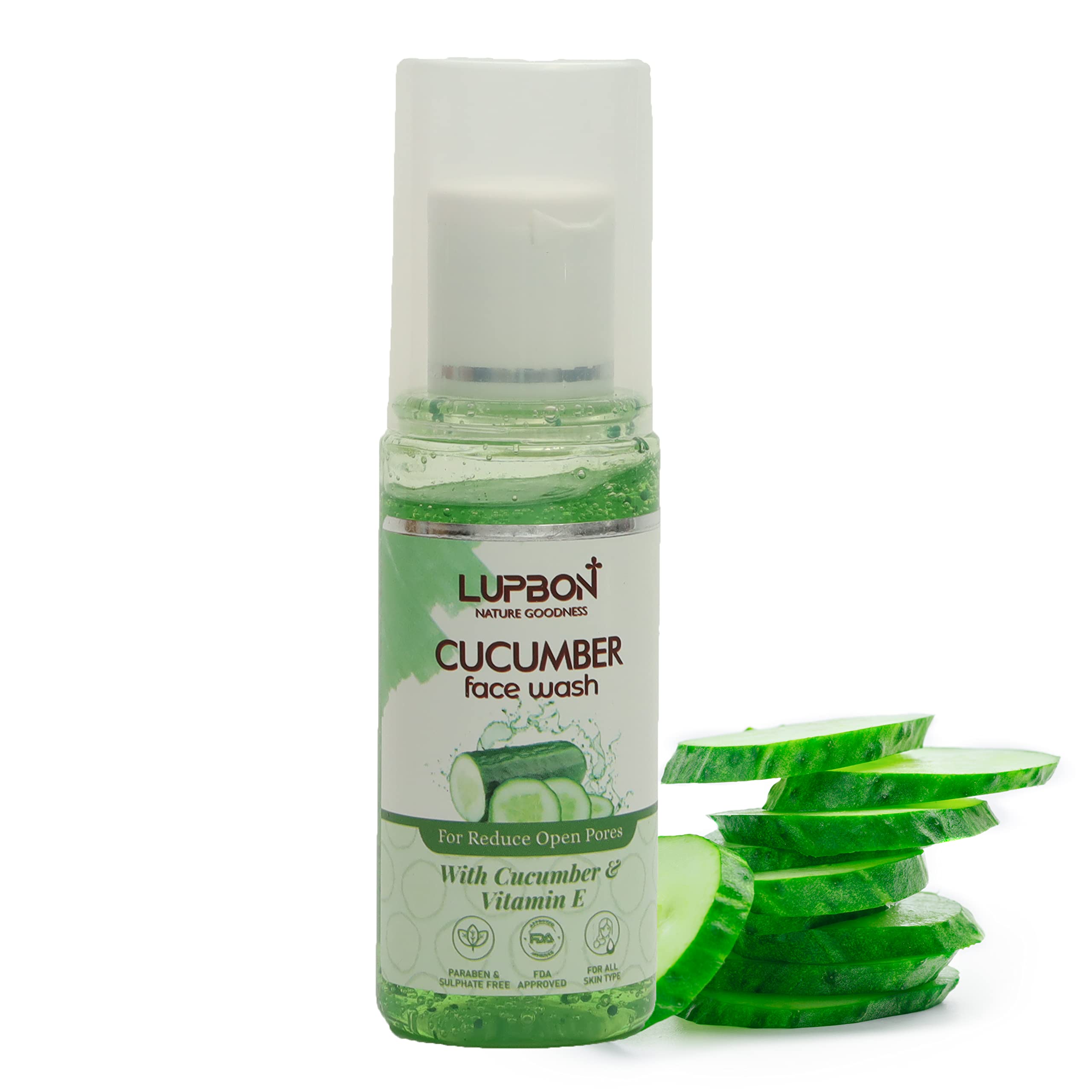 LUPBON Cucumber Face Wash for Refreshing & Smooth Skin - 100ml | Gentle Cleanser for Daily Use, Hydrating & Soothing for All Skin Types | Perfect for Morning & Night Skincare Routine