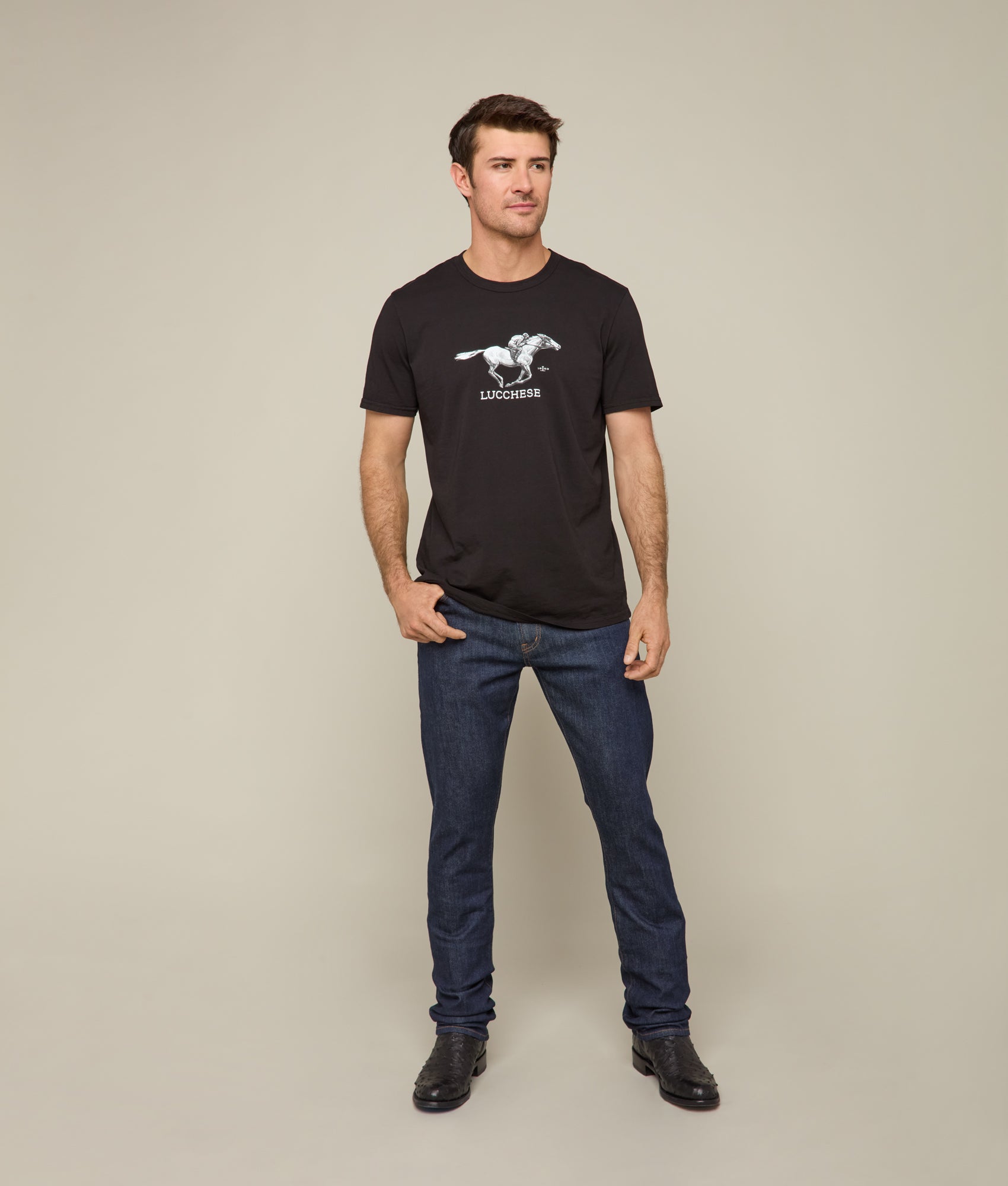Lucchese Racehorse T-Shirt for Men - Soft Cotton Tee with Classic Western Design - Perfect for Casual Wear, Rodeo Events & Western Fashion