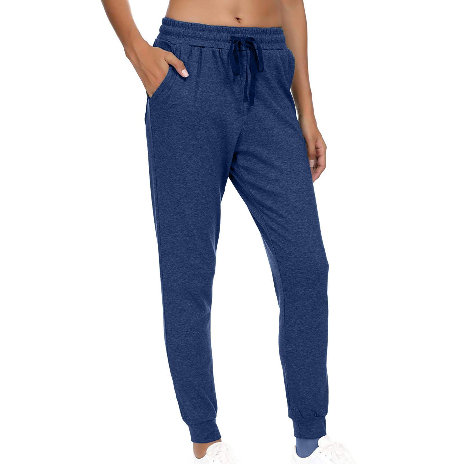 Women's Lightweight Cotton Sweatpants with Pockets & Drawstring - Elastic Waist Joggers for Workout, Running & Lounge Wear - Comfortable Casual Pants for Yoga, Gym & Everyday Use
