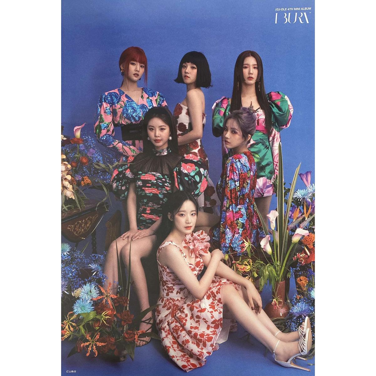 (G)I-DLE 4th Mini Album 'I BURN' Official Poster - K-Pop Merchandise for Fans, Room Decor & Music Collection Display