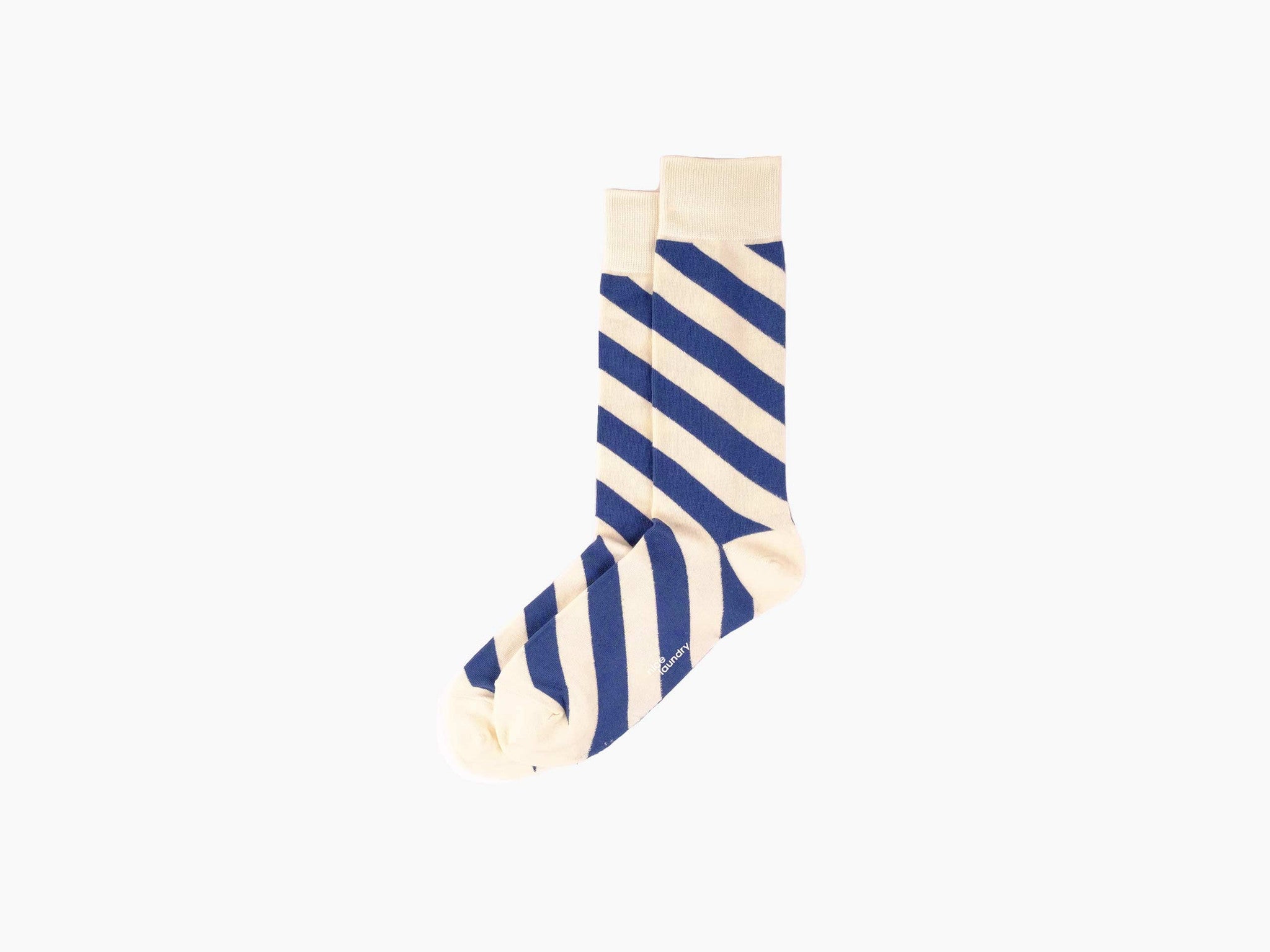 Diagonal Stripe Cream and Blue Throw Pillow Cover - Soft Decorative Cushion Case for Sofa, Bed, Living Room, Nursery