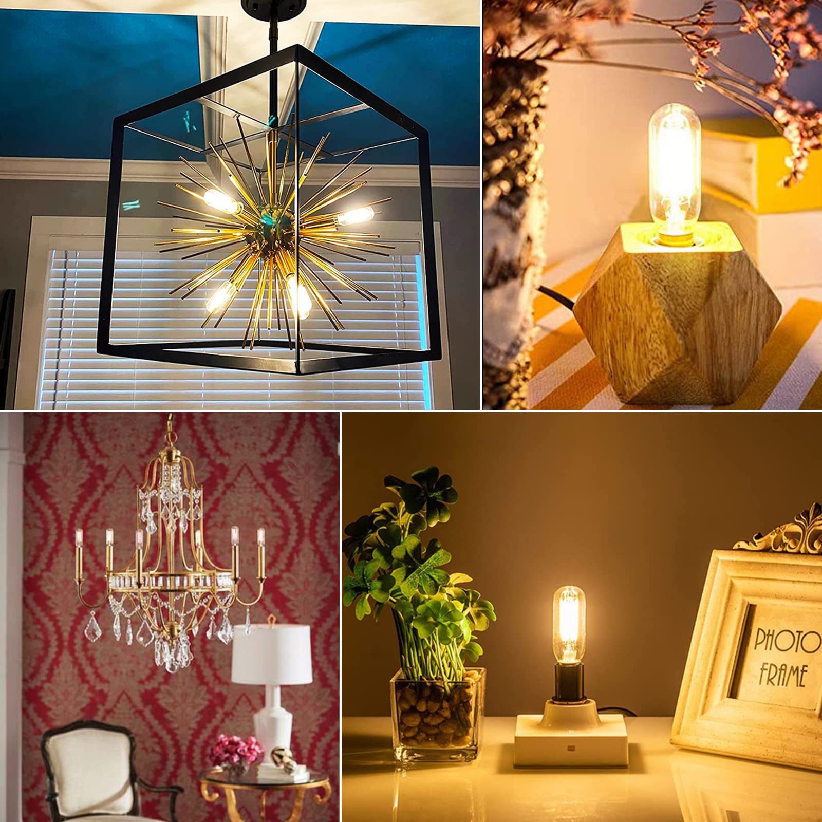 E12 LED Bulb T6 Dimmable Candelabra Bulb 6W (60W Equivalent) 4000K Daylight Edison Light Bulbs - 6 Pack for Chandeliers, Ceiling Fans, Vanity Lights - Perfect for Dining Rooms, Bedrooms & Bathroom Lighting