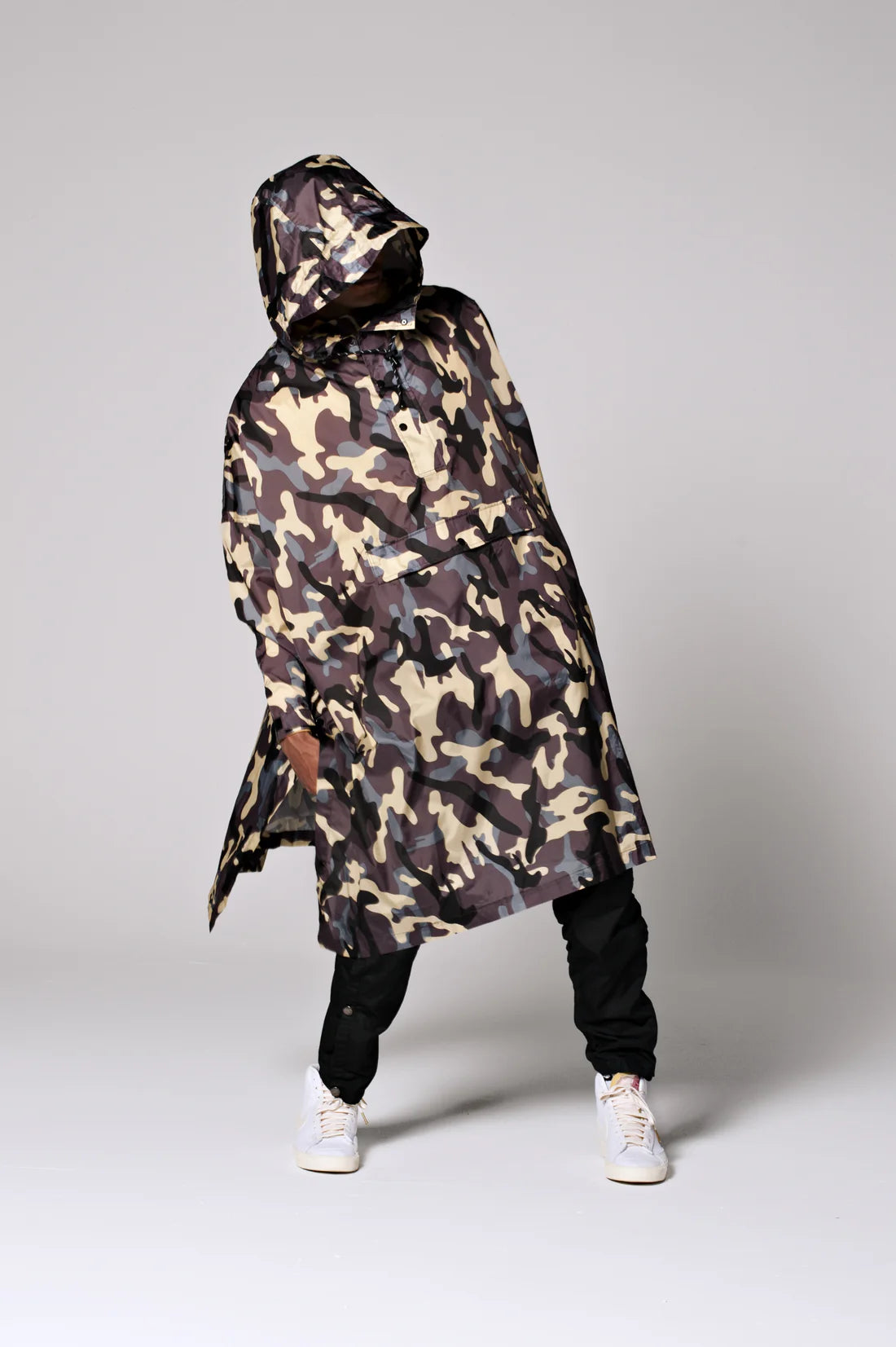 Waterproof Camo Rain Poncho for Outdoor Adventures - Hunting, Hiking, Camping & Emergency Use
