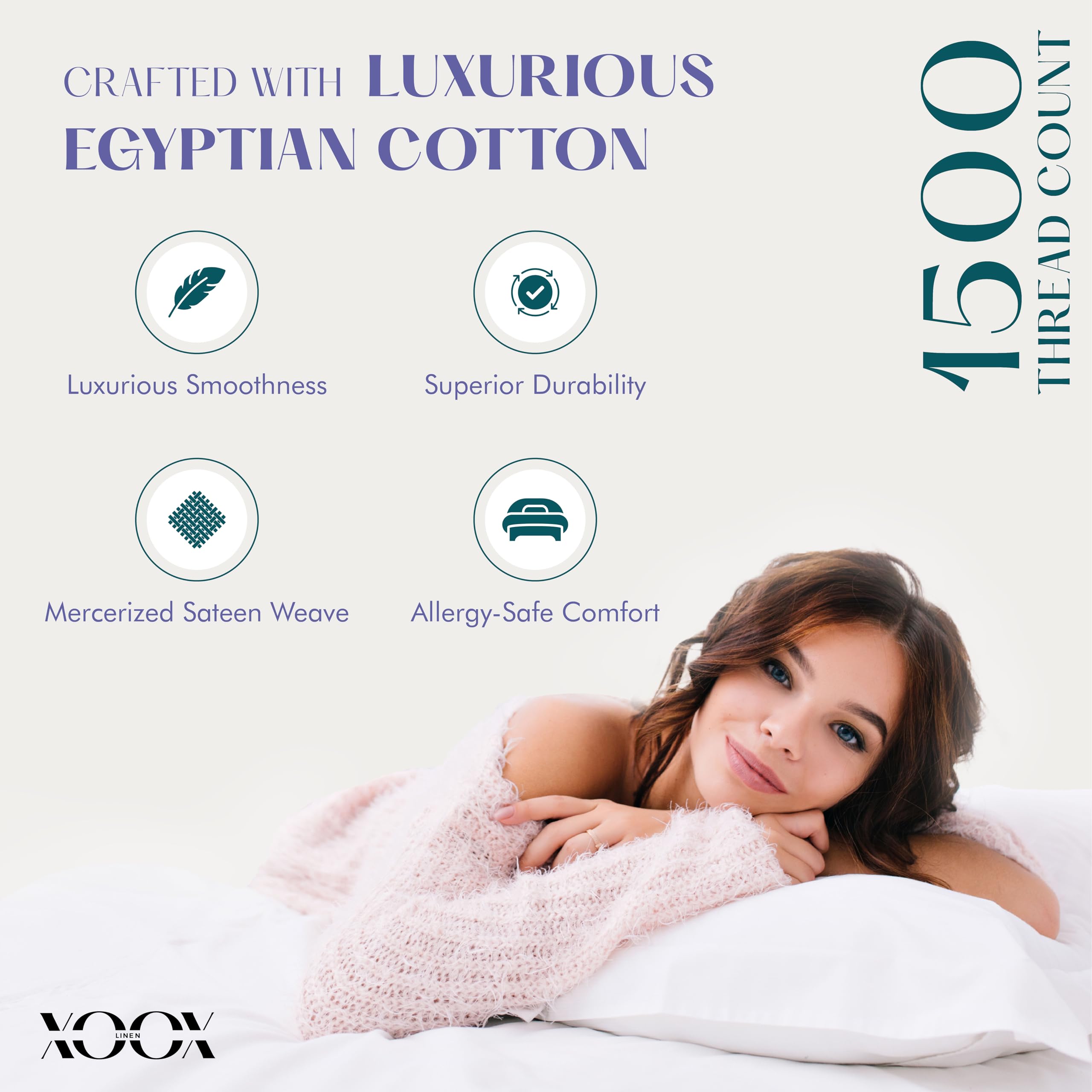 Premium 100% Egyptian Cotton Pillowcase Set of 2 - Luxury 1500 Thread Count Sateen Standard/Queen Size Beige Pillow Covers | Silky Soft Breathable Linen Pillow Cases for Bedroom, Hotel & Home Decor (Fits Standard & Queen Pillows)