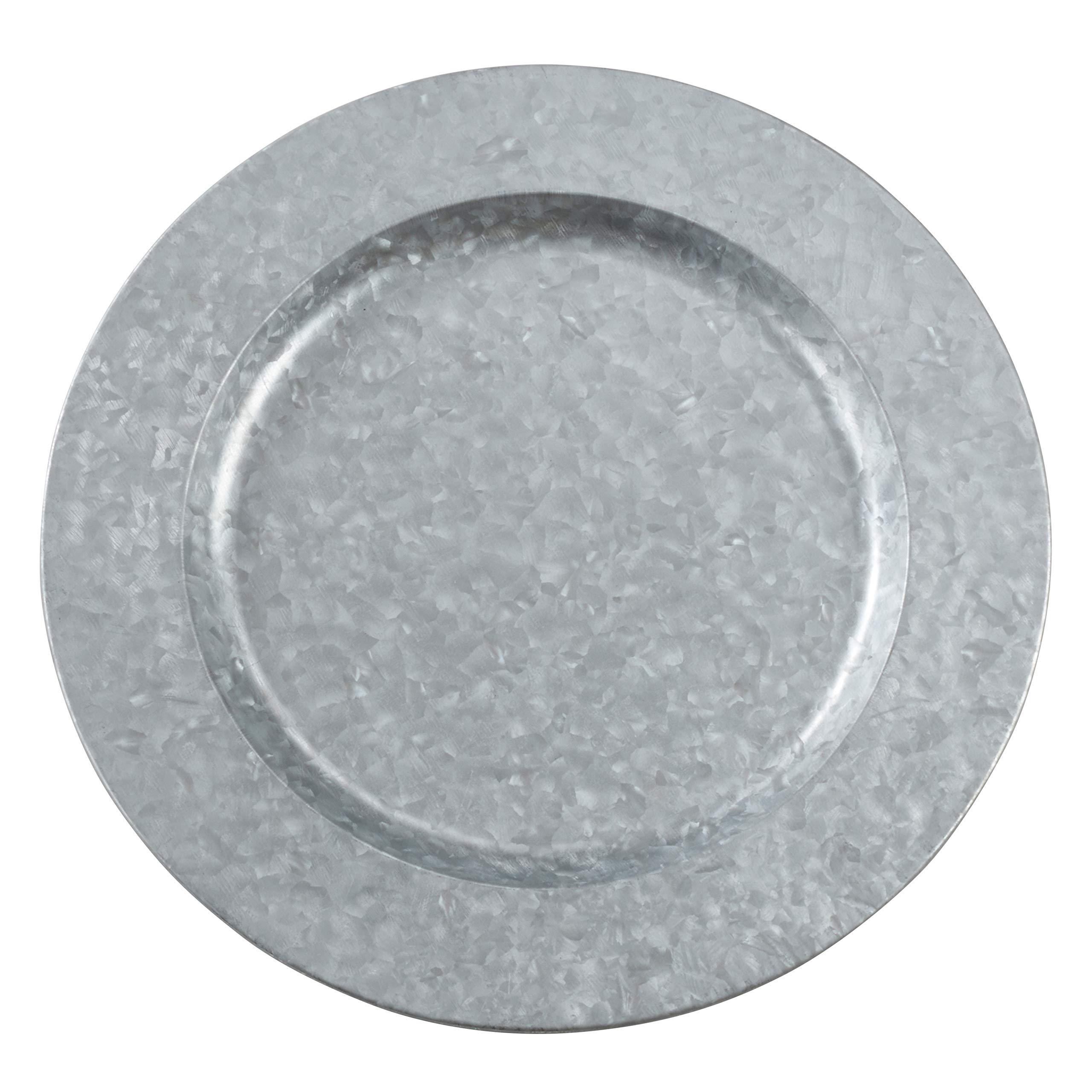 Premium SARO LIFESTYLE Polished Galvanized Charger Plates - Set of 4 - Elegant Dinnerware for Wedding, Party & Holiday Table Decor - Rust-Resistant Metal Serving Trays for Formal Dining & Special Occasions
