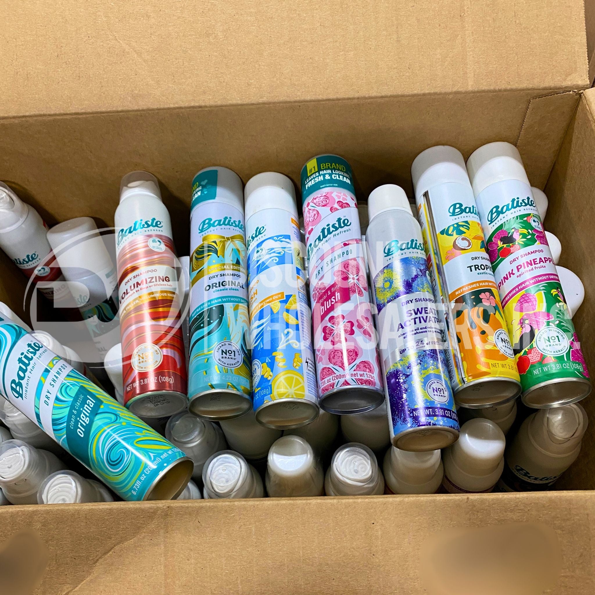 Batiste Dry Shampoo Mix - Volumizing Original, Pink Pineapple & Tropical Floral Scents - 60 Piece Variety Pack for Travel, Gym & Quick Hair Refresh