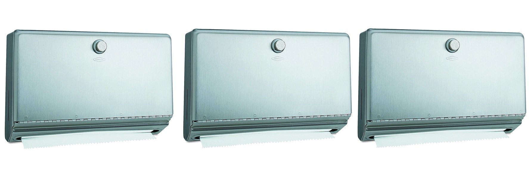 Bobrick B-2621 Classic Series Surface-Mounted Paper Towel Dispenser - Satin Finish - Commercial & Home Use (3-Pack) - Ideal for Restrooms, Kitchens, Offices & Public Spaces