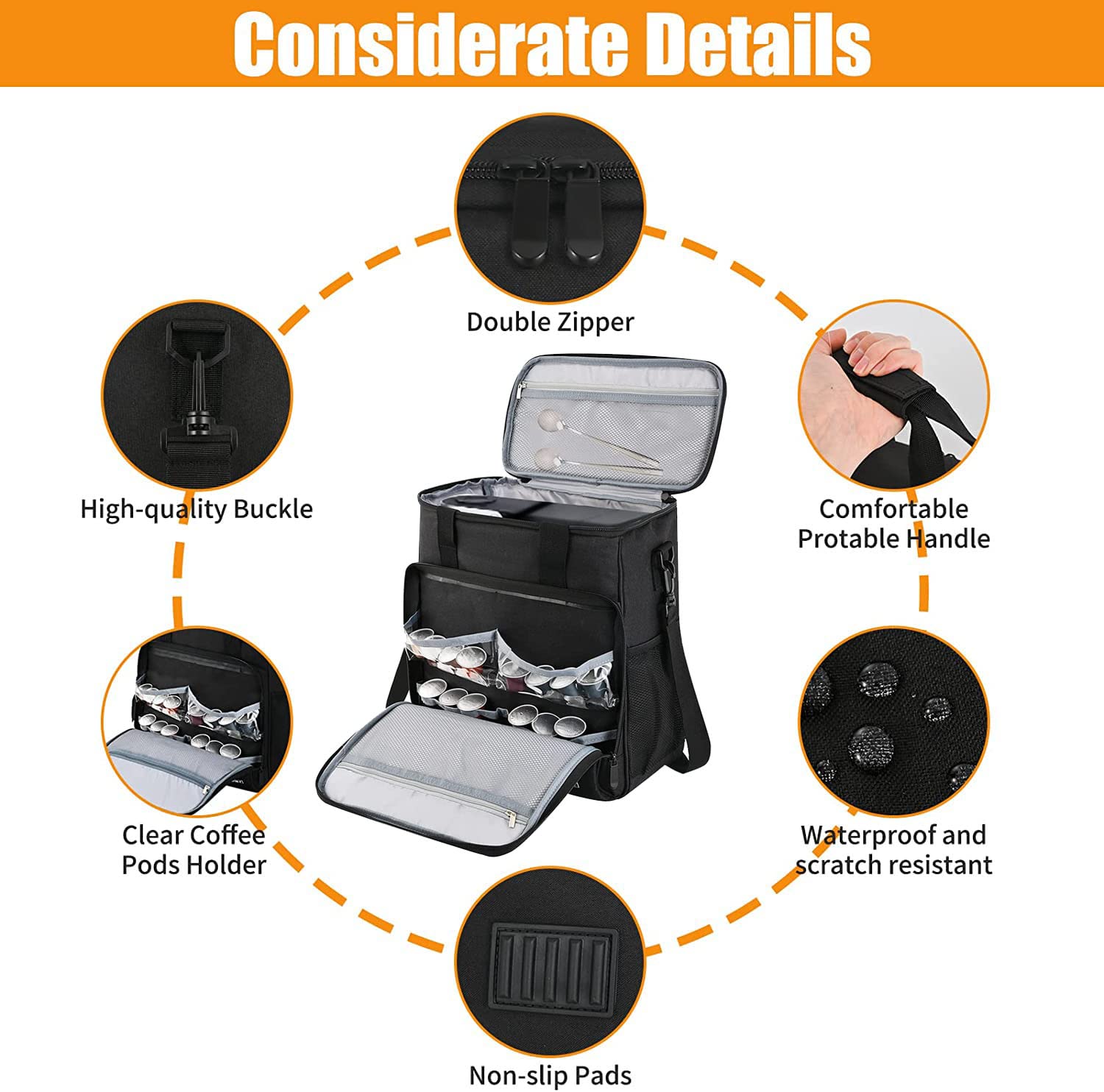 Portable Travel Coffee Maker Carrying Bag for Keurig K-Slim/K-Express/K-Iced & Ninja PB051/PB041ST - Compact Single Serve Coffee Machine Storage Case with Adjustable Shoulder Strap (Patented Design) - Perfect for Camping, Office & Road Trips