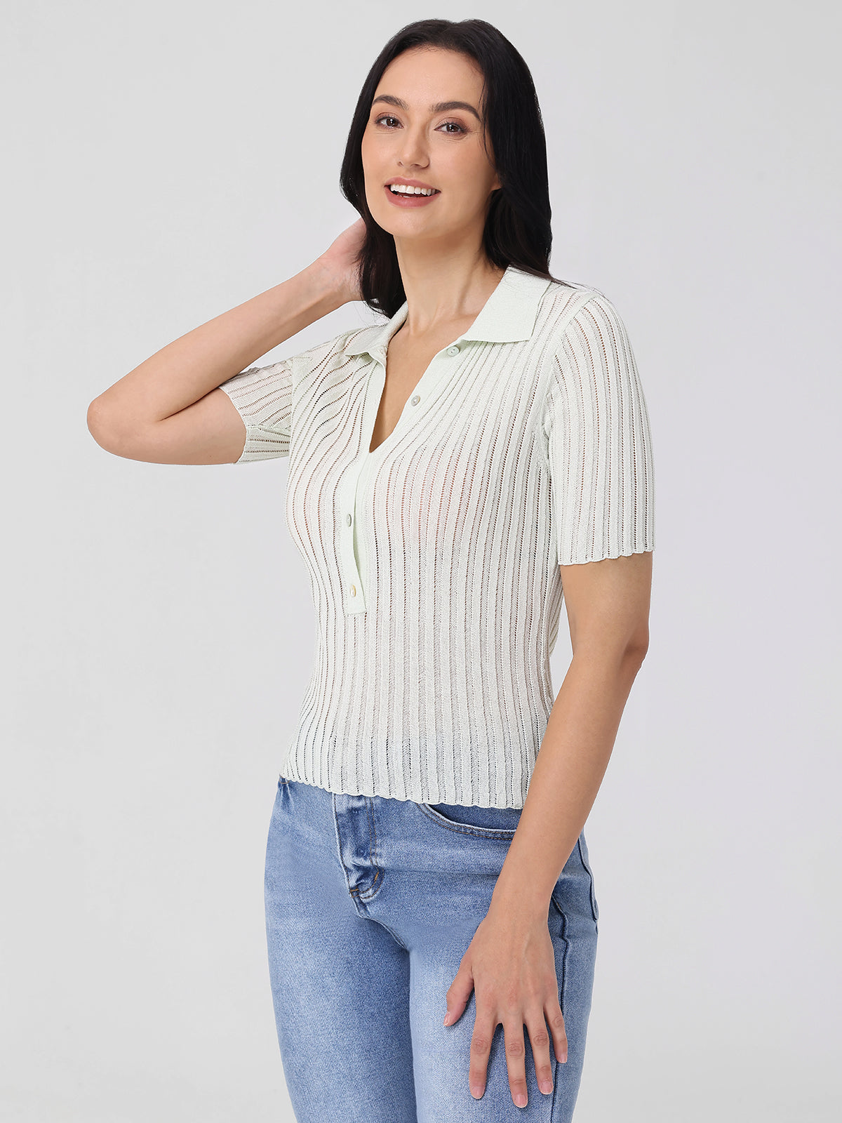 Johnny Collar Ribbed Top for Women - Stylish & Comfortable Knit Shirt for Casual Wear & Layering | Perfect for Office, Date Night & Everyday Outfits