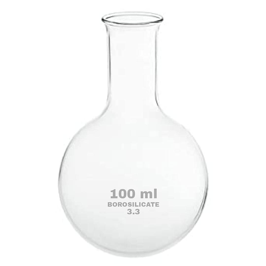 SPYLX 100ml Borosilicate Glass Round Bottom Flask - Lab-Grade Heat Resistant Flask for Chemistry Experiments & Distillation