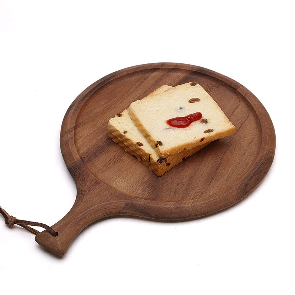 12 Inch Wooden Pizza Board - Round Edge Pizza Serving Tray, Cutting Board & Paddle for Pizza, Bread, Cake & Cheese | Perfect for Kitchen, Dining & Party Serving