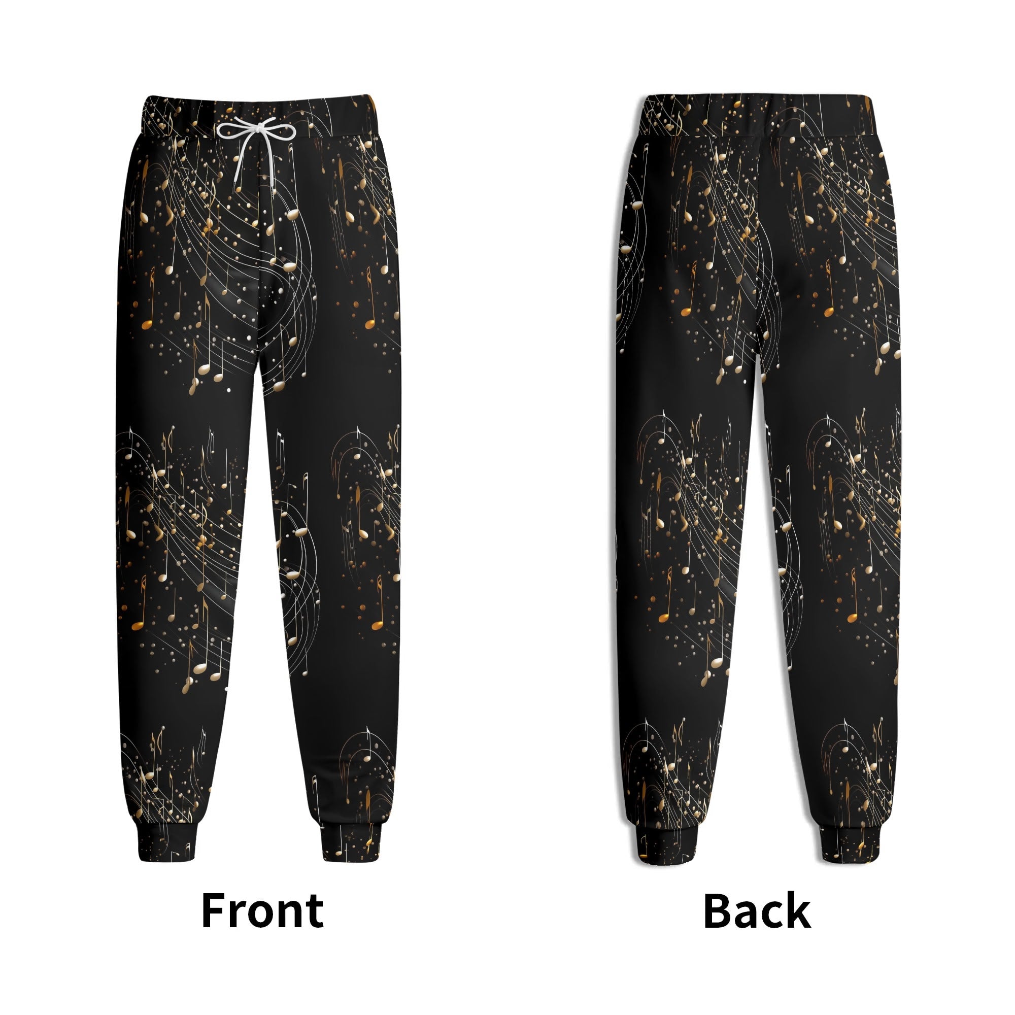 Flowing Musical Notes Joggers Sweatpants - Stylish & Comfortable Music-Themed Lounge Pants for Yoga, Running, and Casual Wear