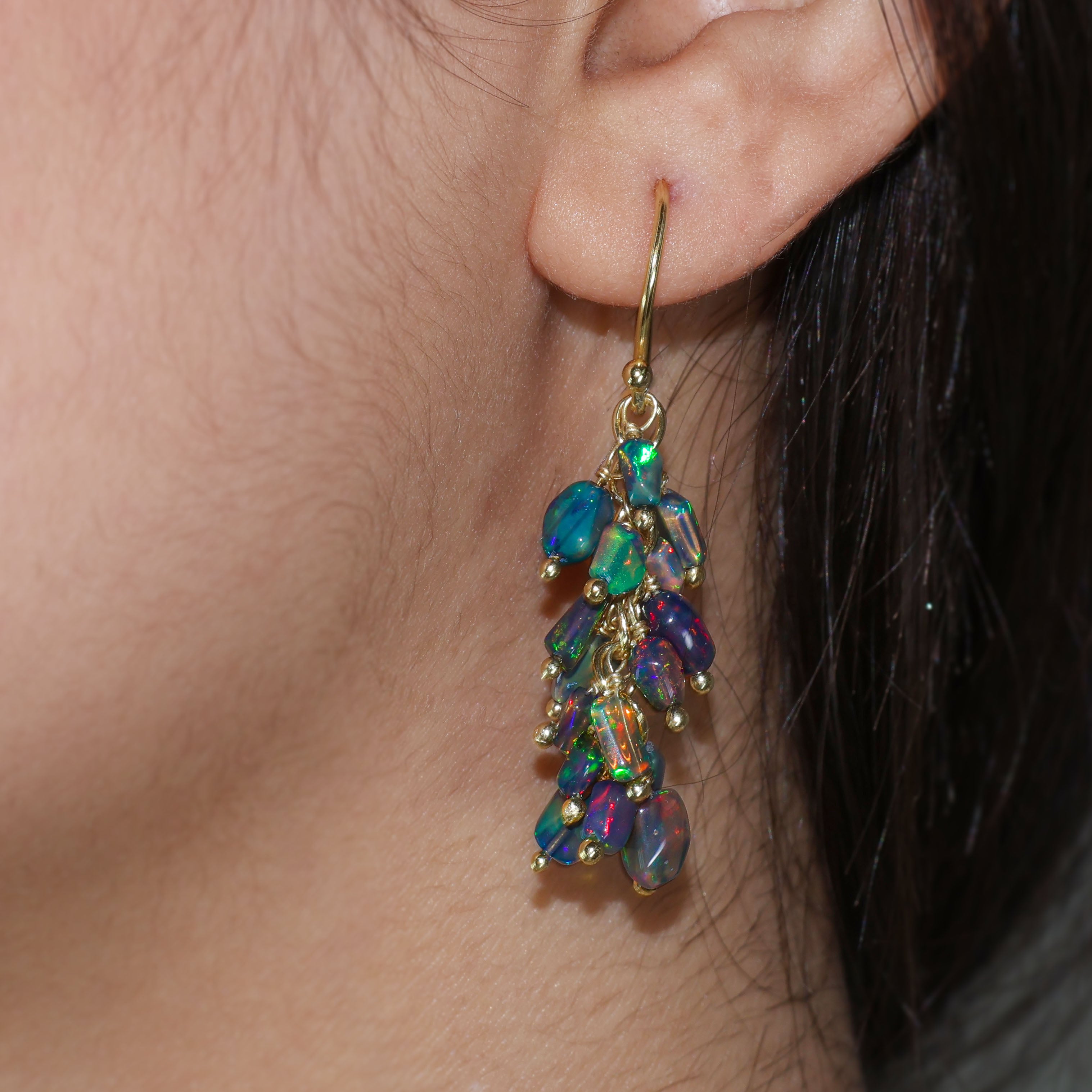Handmade Wire Wrapped Black Opal Dangle Earrings | Sterling Silver Jewelry for Women | Perfect for Parties, Weddings & Special Occasions