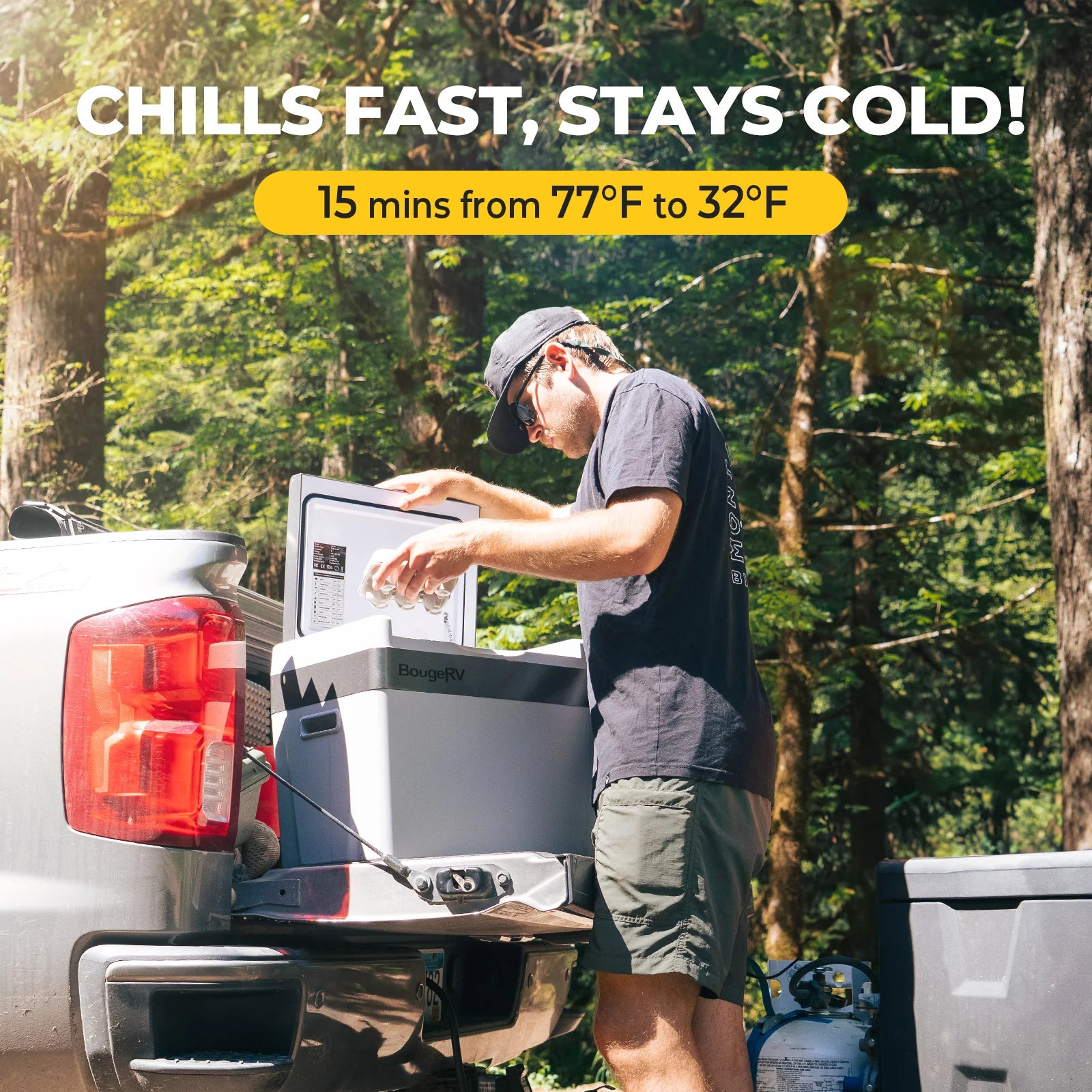 BougeRV 12V 30 Quart (28L) Portable Car Refrigerator Freezer for Camping, Road Trips & Outdoor Adventures - Compact Car Fridge for Food, Drinks & Picnic Storage