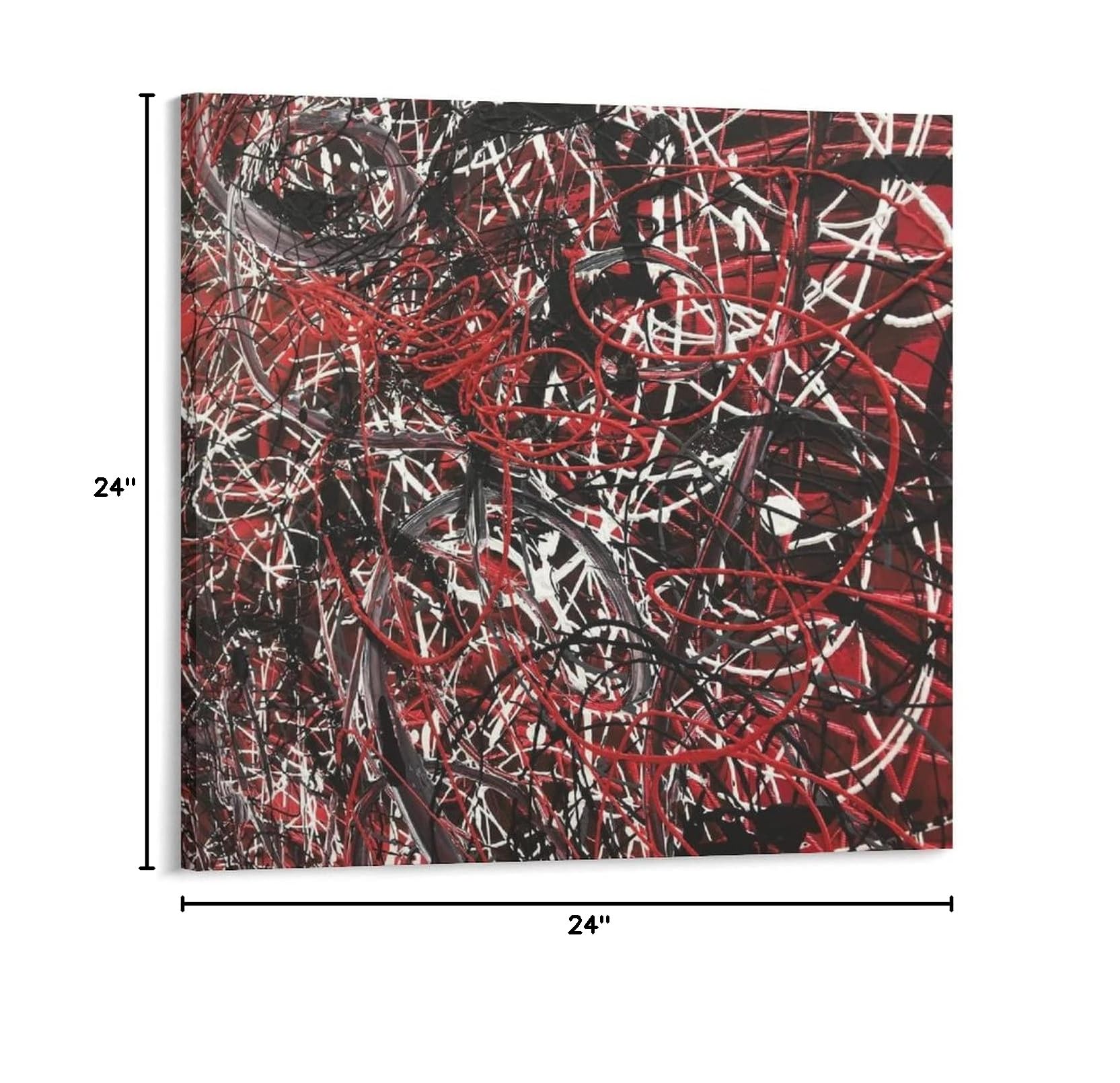 Jackson Pollock Style Abstract Red Canvas Art - Handmade Modern Fine Art Wall Decor | Perfect for Living Room, Home Office, Bedroom & Gifts | Unique Painting Poster for Contemporary Interior Design