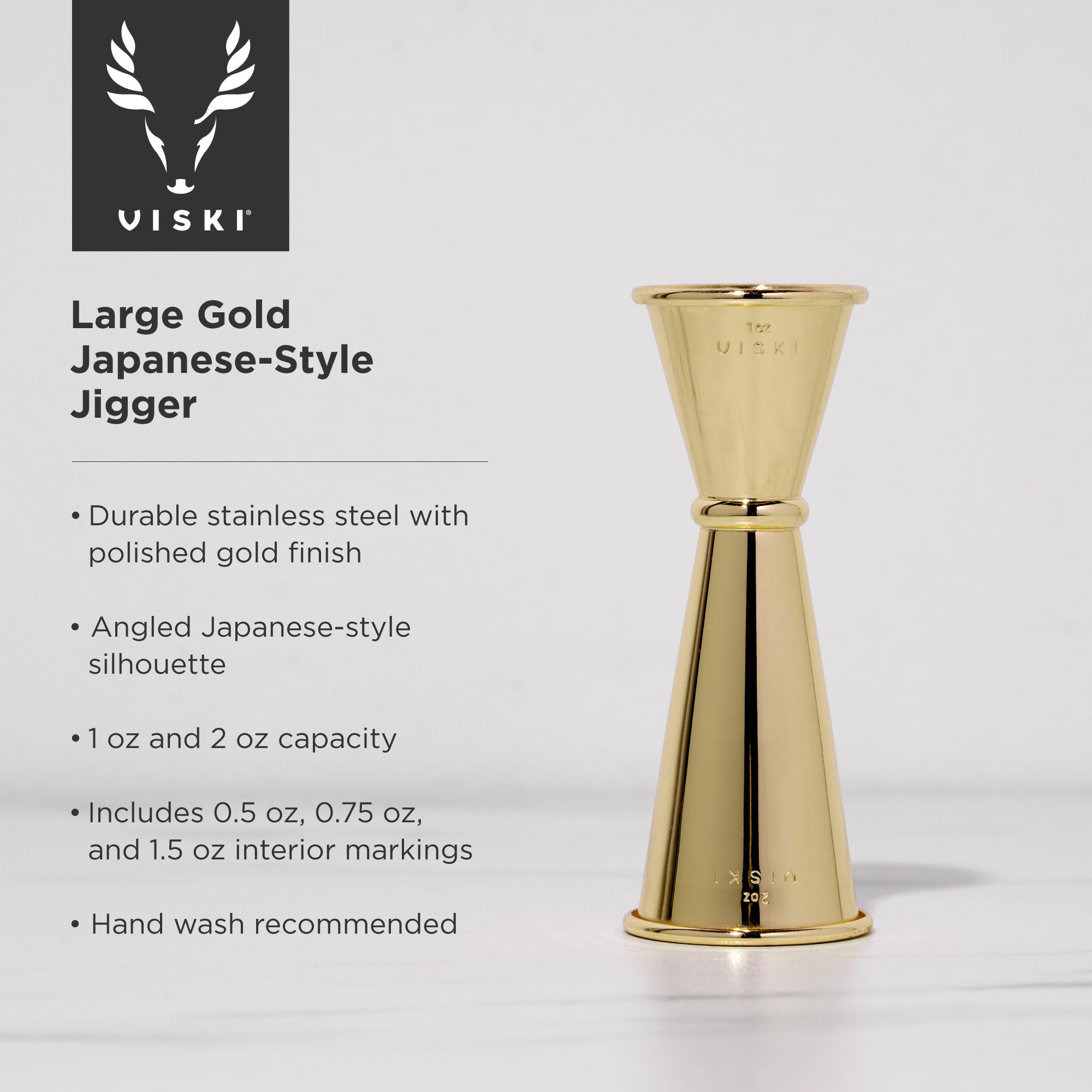 Belmont Large Japanese Style Jigger - Premium Stainless Steel Cocktail Measuring Tool for Bartenders & Home Mixologists - Perfect for Crafting Martinis, Old Fashioneds & Japanese Cocktails