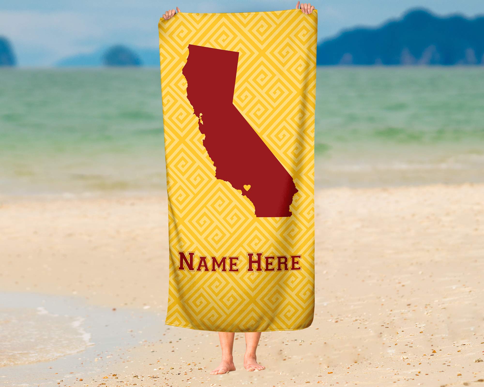 Custom State Pride Beach & Bath Towel - Personalized Medium & Large Towels for Adults & Kids - California & Los Angeles Themed - Perfect for College Football, Basketball Fans, Beach Trips & Pool Parties