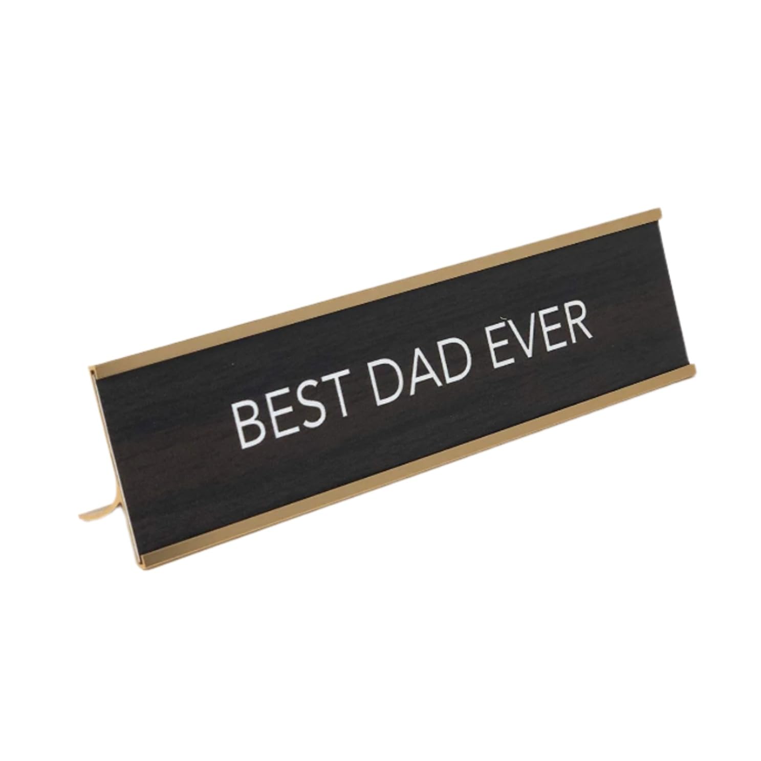 Best Dad Ever Engraved Nameplate Desk Sign - Brown & Gold Wooden Plaque for Office, Home Decor, Father's Day Gift & Retirement Present