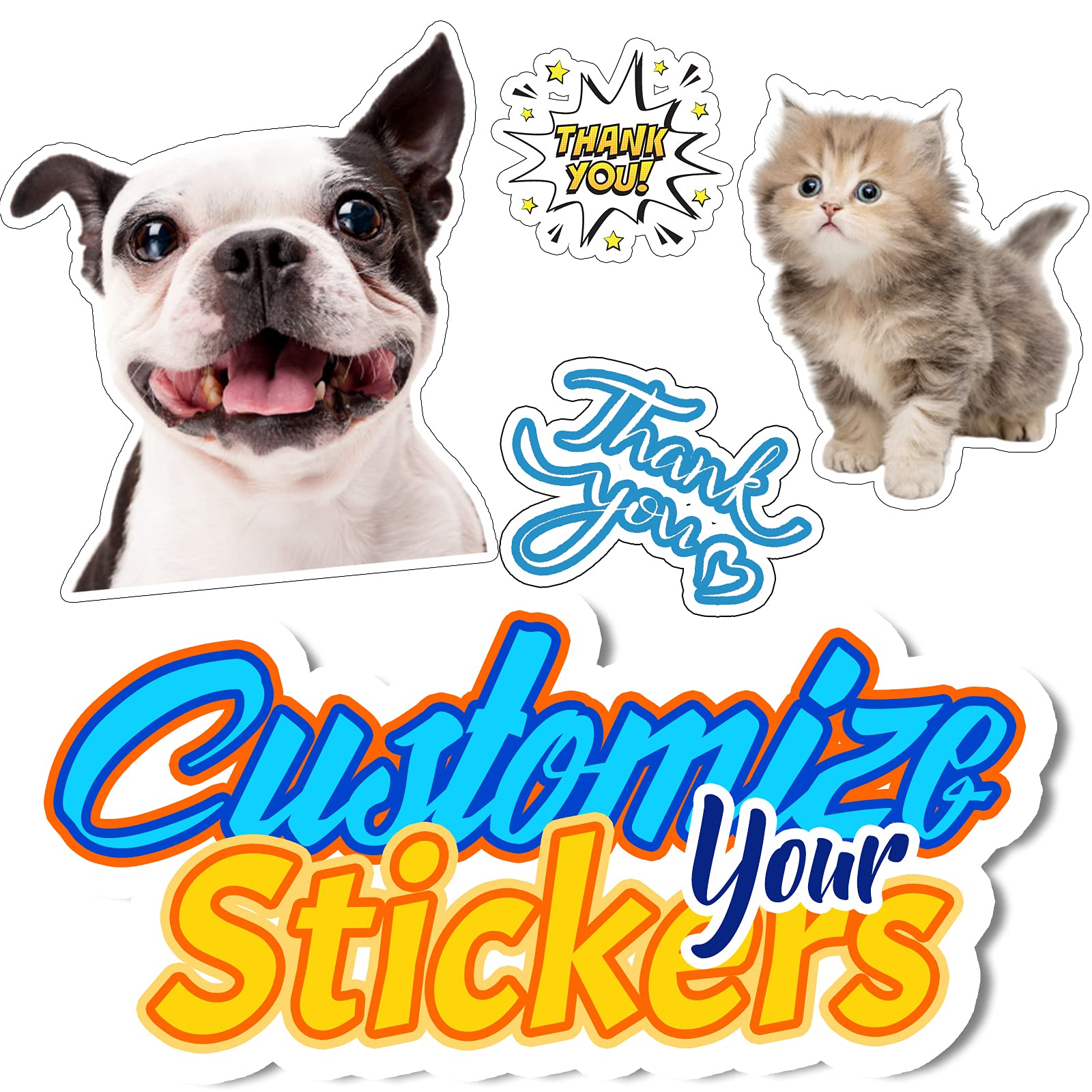 Custom Stickers Personalized Labels for Business Logo, Photo, Name - Waterproof Vinyl Stickers (Die Cut, 4