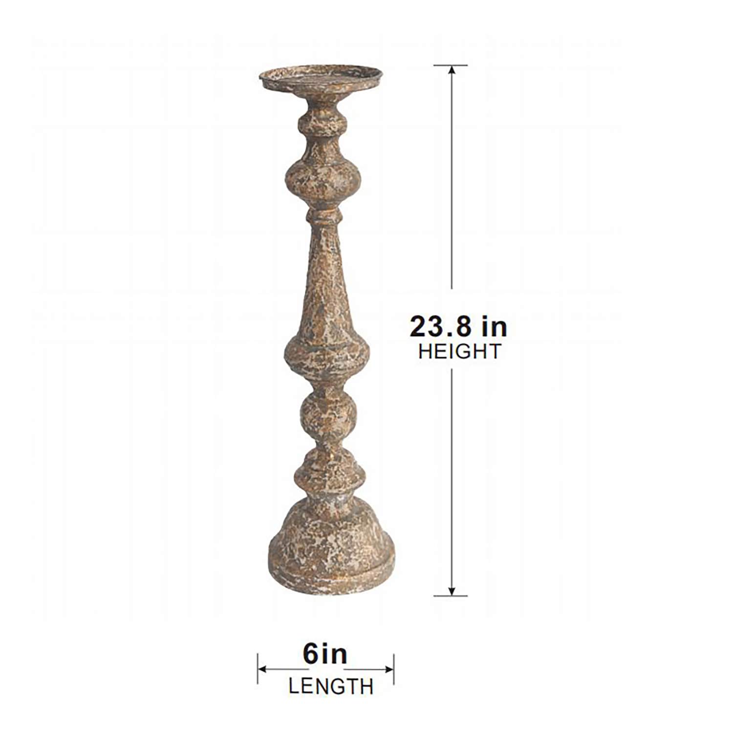 Antique Bronze Metal Candle Holder - 23.8 Inch Traditional Pillar Candlestick with 4