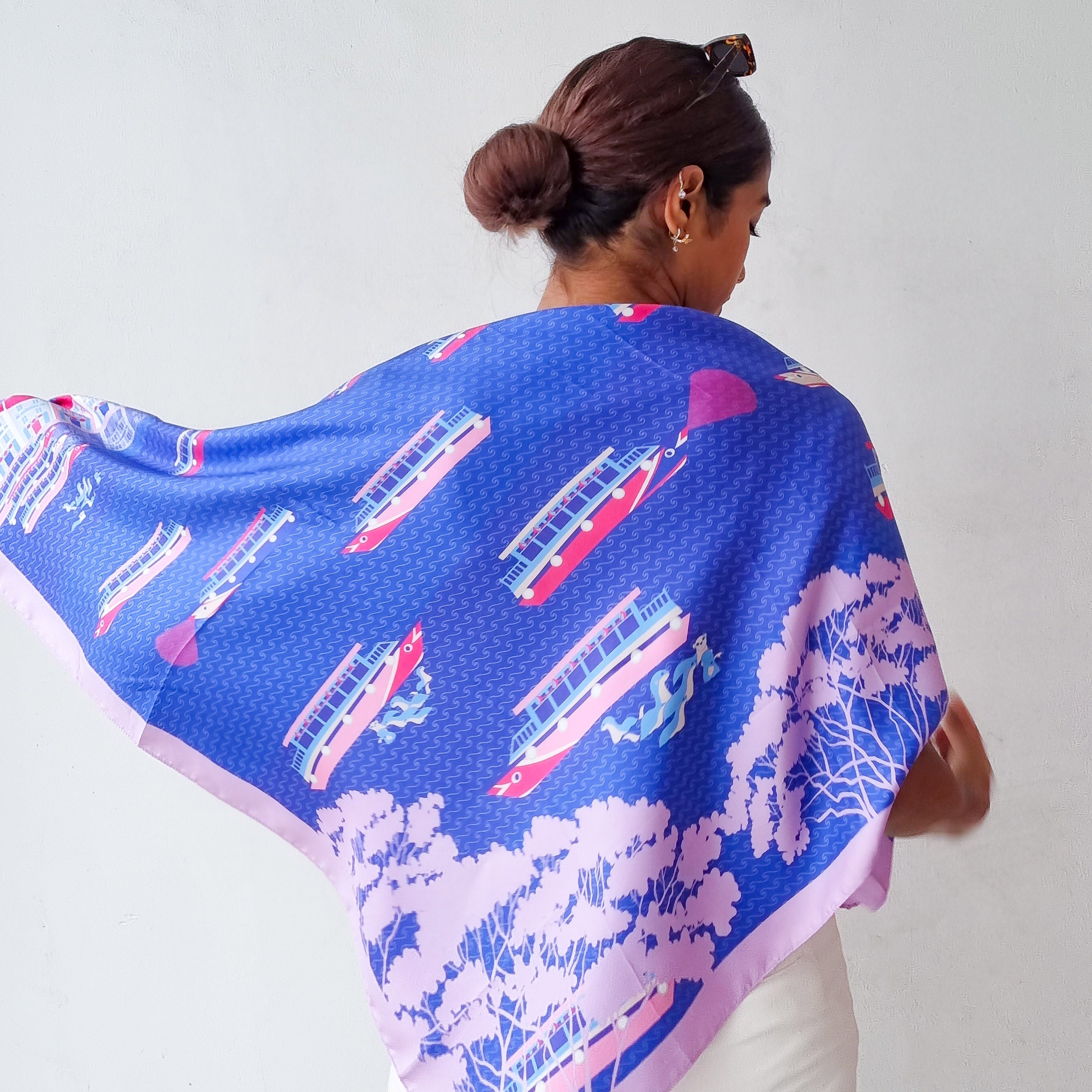 Luxury Singapore Quay Silk Scarf - Premium 100% Mulberry Silk Shawl for Women, Elegant Evening Wear & Travel Accessory - Perfect for Gifts, Weddings, and Special Occasions