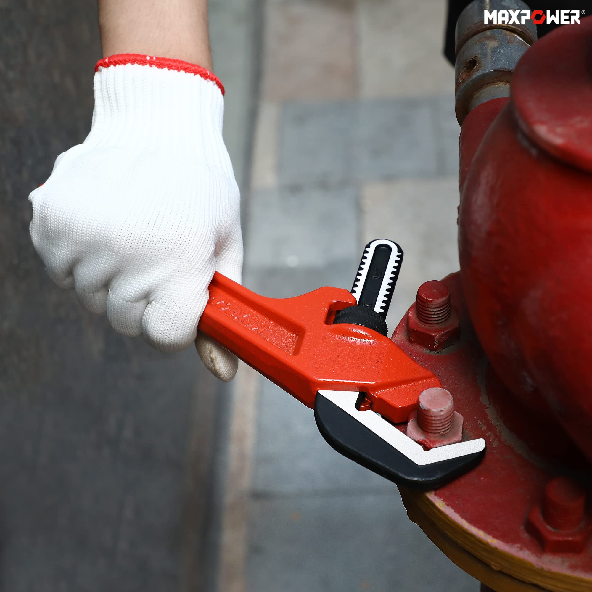 MAXPOWER 12 Inch Adjustable Offset Hex Wrench - Red Cast Iron for Automotive, Bicycle & Home Repair (Perfect for Tight Spaces & Hard-to-Reach Bolts)
