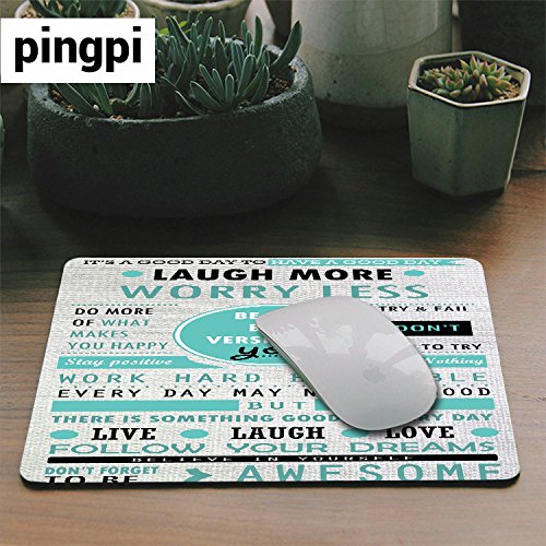 Custom Inspirational Quote Mouse Pad - Laugh More Worry Less Don't Forget to Be Awesome - Office & Home Desk Accessory for Computer, Laptop, Gaming Setup