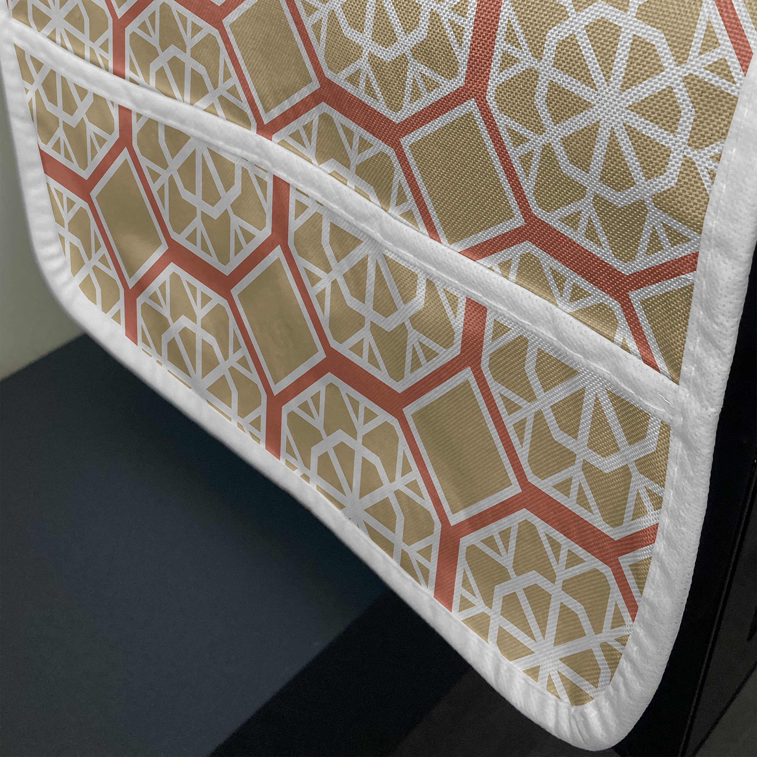 Ambesonne Oriental Microwave Oven Cover - Traditional Ethnic Ottoman Ceramic Art Style Turkish Geometric Motif - Waterproof Kitchen Organizer with Pockets - 36