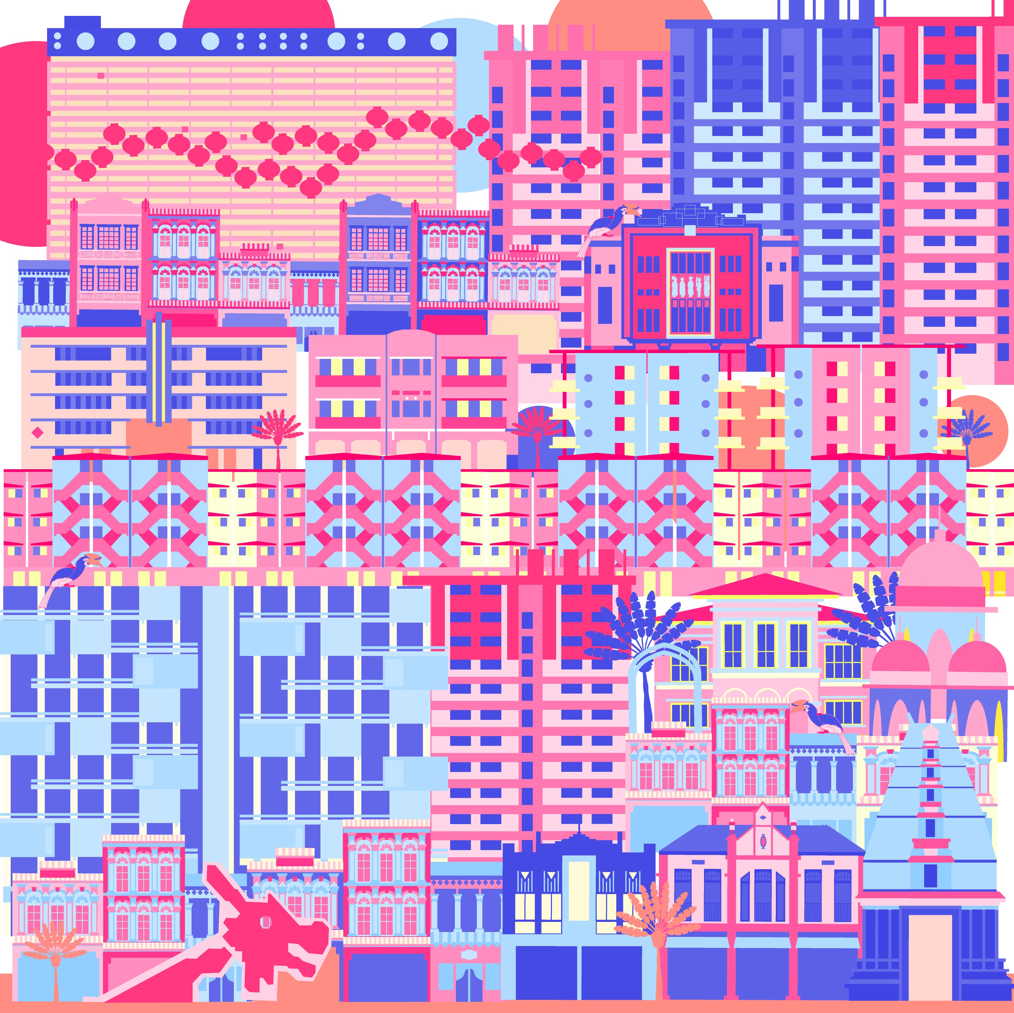 Vibrant Singapore-Themed Cotton Scarf - Lightweight & Breathable Fashion Accessory for Women - Perfect for Travel, Gifts, and Everyday Style