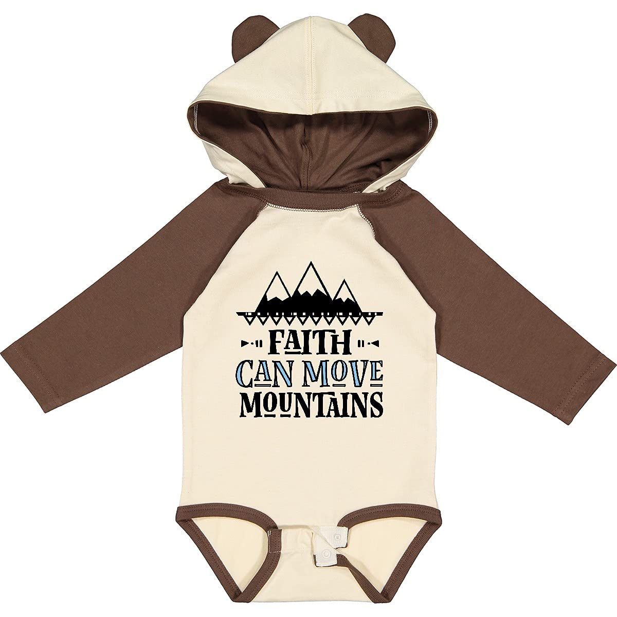 Inktastic Faith Can Move Mountains Long Sleeve Baby Bodysuit - Inspirational Christian Outfit for Church, Baptism & Family Photos