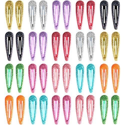 Sparkly Window Tic Tac Hair Clips for Girls - 10-Piece Non-Slip Metal Hair Barrettes (2 Inch, Multicolor) - Perfect for Toddlers, Kids, Teens & Women - Great for School, Parties & Everyday Hairstyles
