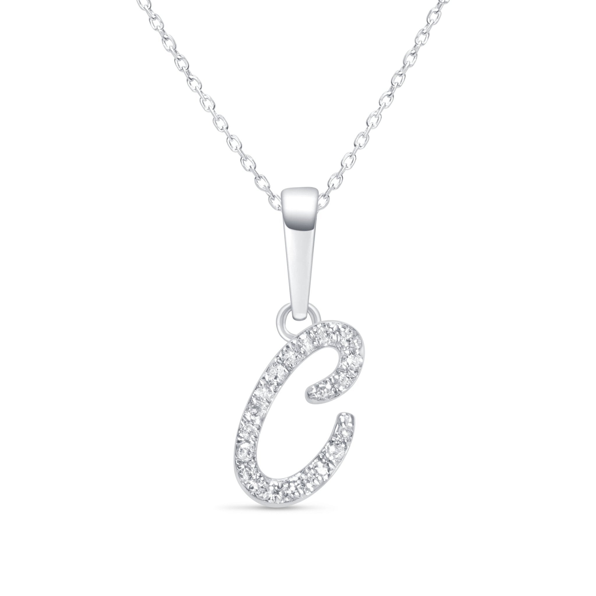 14k White Gold Cursive Diamond Initial Necklace - Personalized Monogram Pendant for Women | Perfect for Birthdays, Anniversaries & Everyday Elegance
