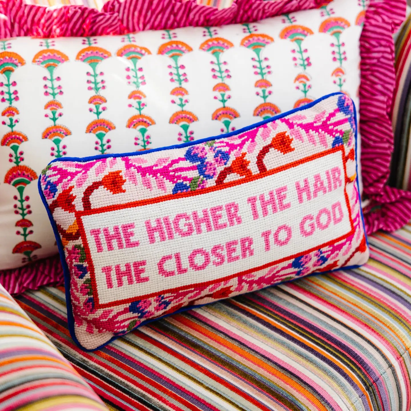 Premium Needlepoint Hair Pillow for Comfort & Support - Perfect for Home, Office & Travel Use
