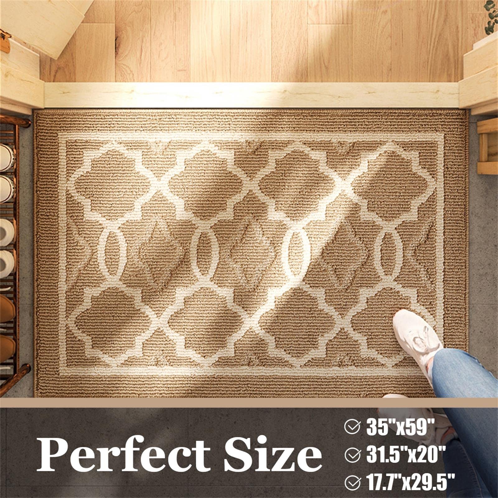 **Premium Insun Indoor Entrance Door Mat - Low Profile Absorbent Non-Slip Rug with TPR Backing - Washable Front Door Floor Mat (31.5