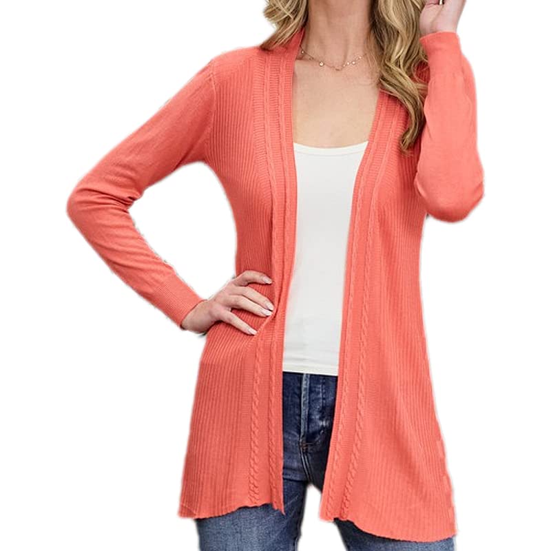 Women's Lightweight Long Sleeve Sweater Knit Cardigan - Soft Comfortable Open Front Cover Up for Fall & Winter Fashion