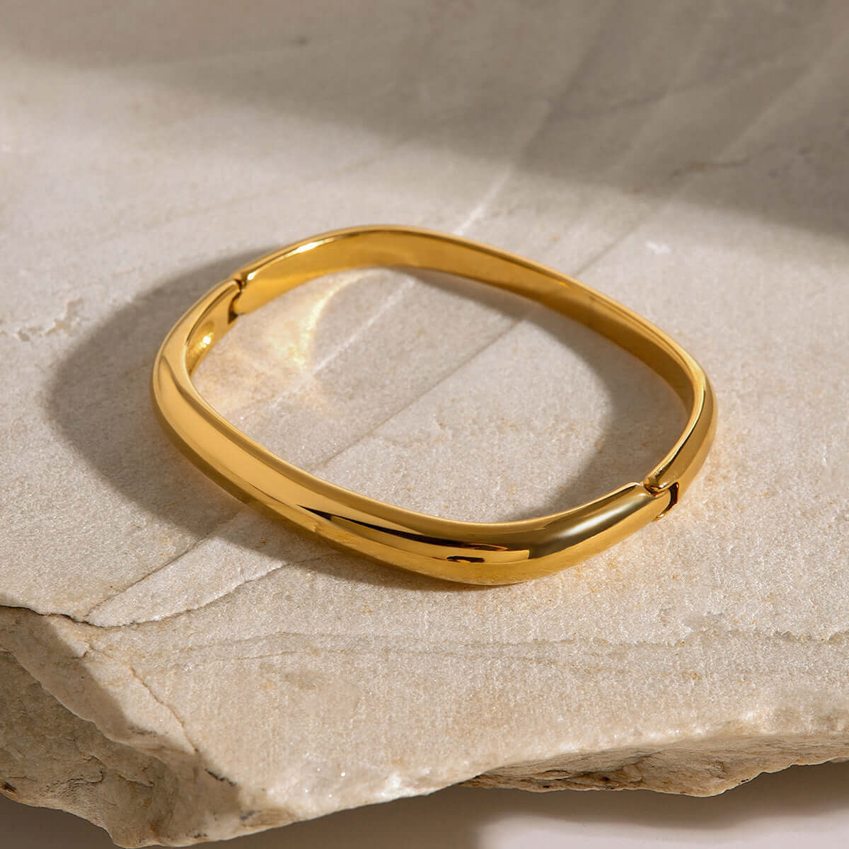 Minimalist Square Plain Buckle Bangle Bracelet for Women - Simple Elegant Gold Silver Jewelry Gift | JDB033 | Perfect for Everyday Wear, Office & Special Occasions