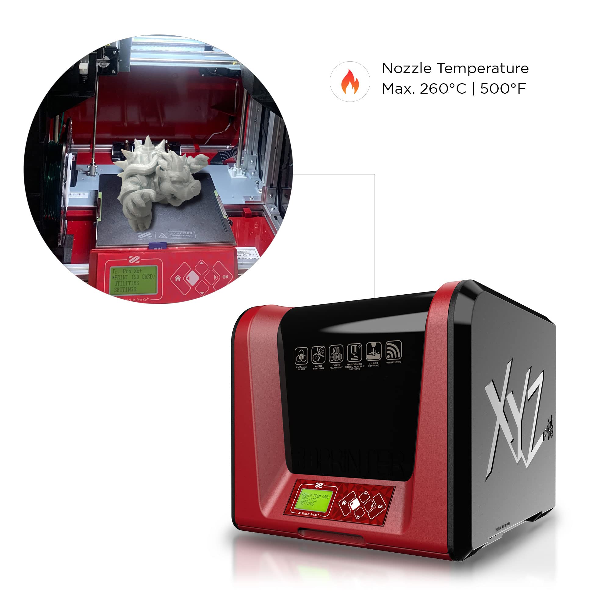 XYZPrinting Da Vinci Jr Pro XE+ 3D Printer with Harden Steel Nozzle | Fully Open Source | 6.9” x 6.9” x 6.9” Build Volume | Ideal for Home, School & DIY Projects