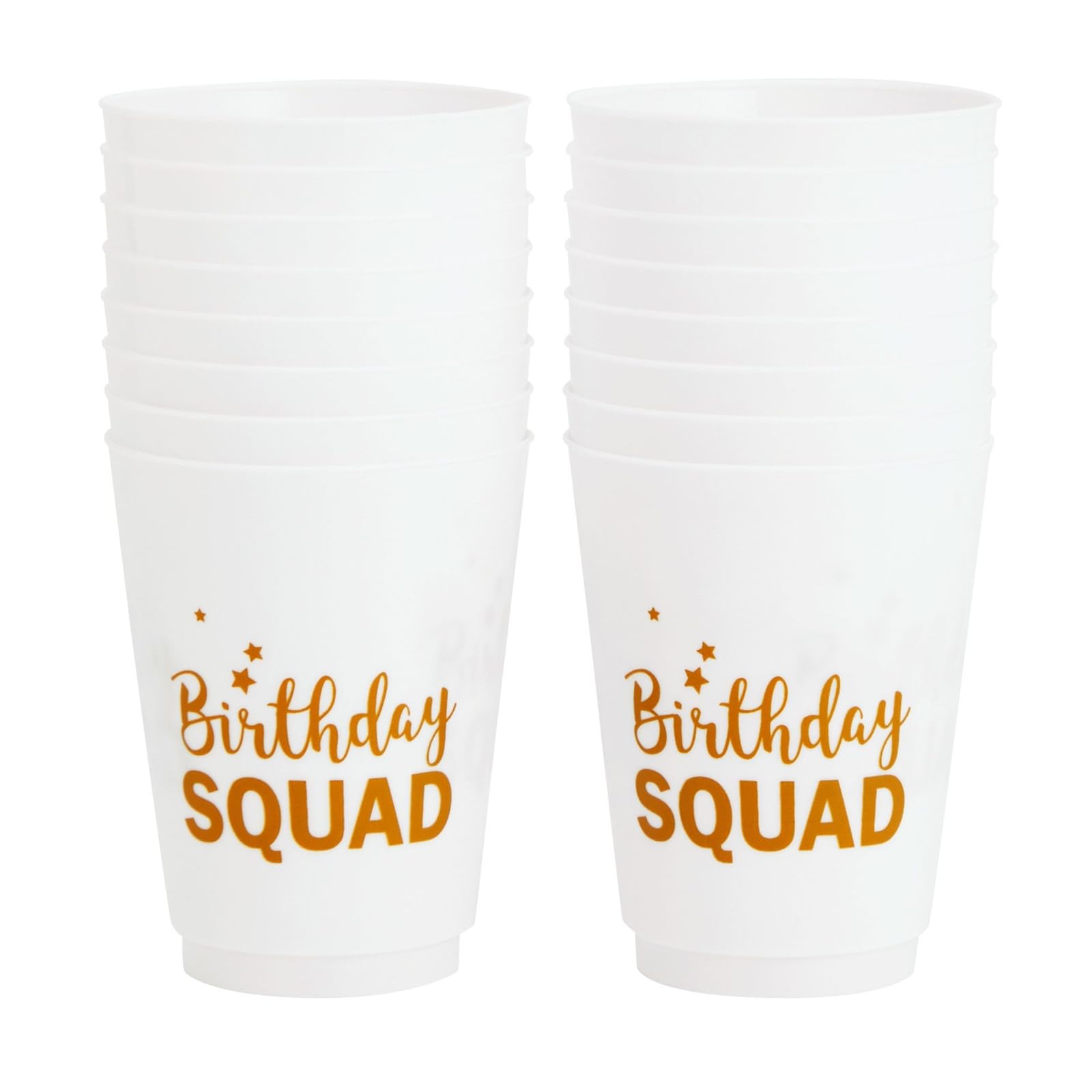 BLUE PANDA 16 Pack Reusable Happy Birthday Party Cups - 16oz Plastic Tumblers for Women & Adults (White) - Perfect for Birthday Celebrations, Bridal Showers & Girls Night Out