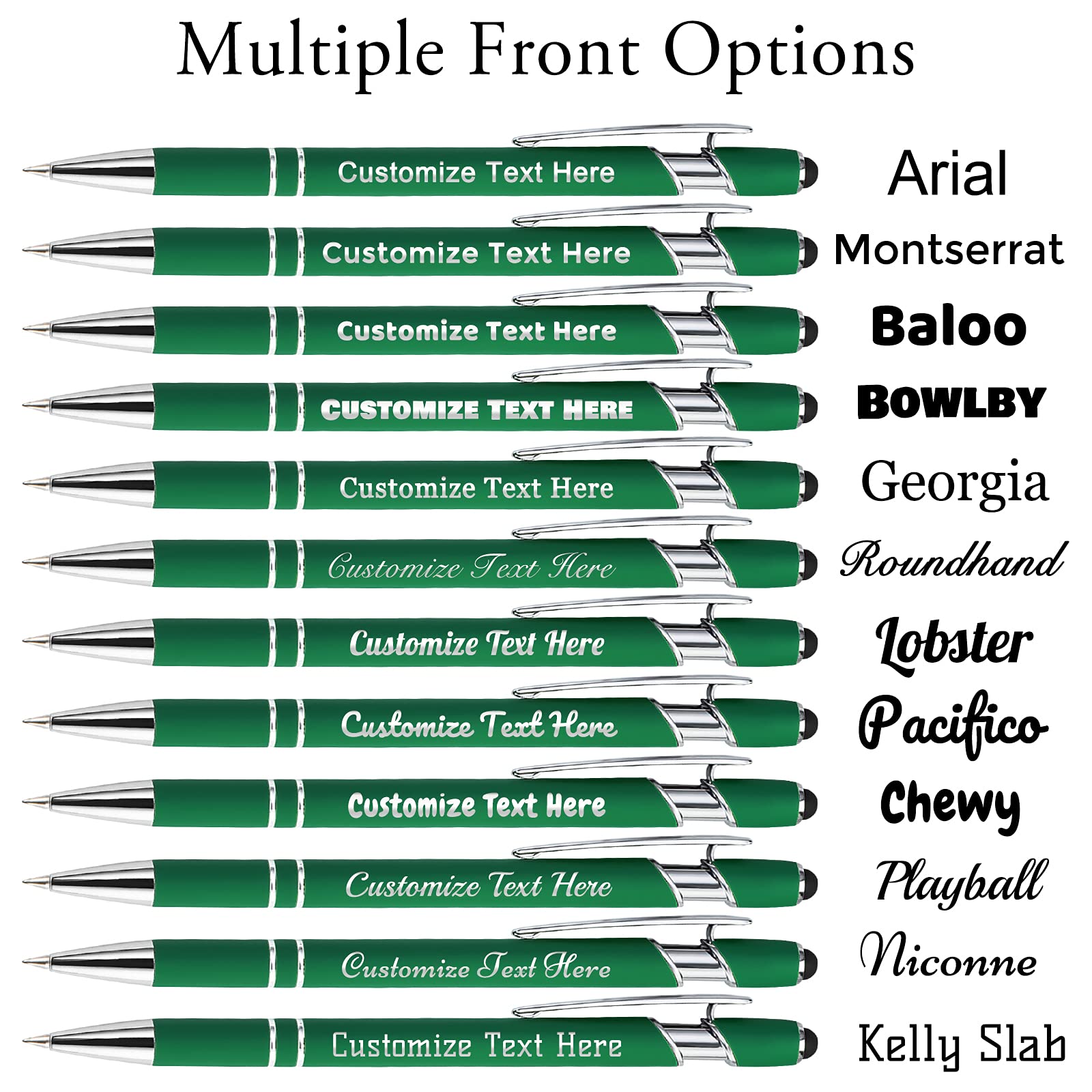 500 Custom Engraved Ballpoint Pens with Business Name/Logo - Bulk Personalized Pens with Stylus for Office, School & Promotions - Medium Point Black Ink (60 Pack) - Perfect for Corporate Gifts, Graduation Favors & Business Events