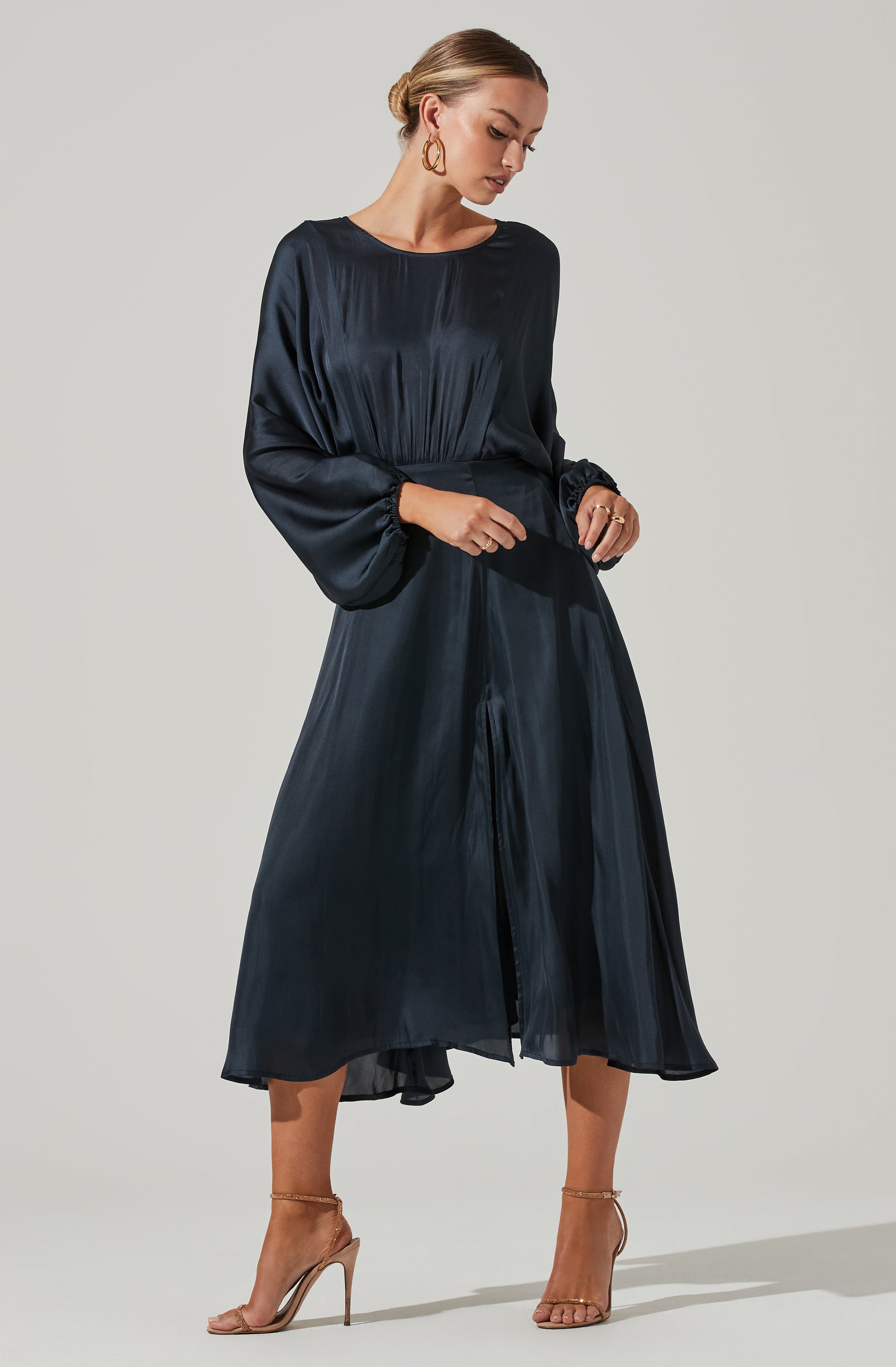 Marin Dolman Sleeve Midi Dress - Flowy Boho Chic Women's Dress for Casual Wear, Date Night & Summer Outfits