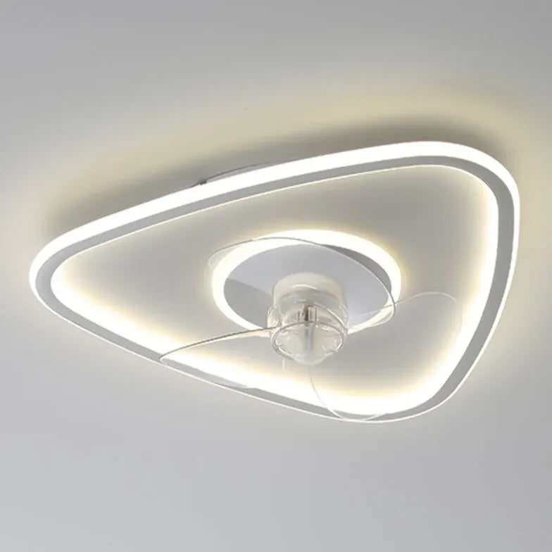 Modern White Irregular Ceiling Fan with LED Light - Energy Efficient Cooling & Stylish Lighting for Living Room, Bedroom, or Patio