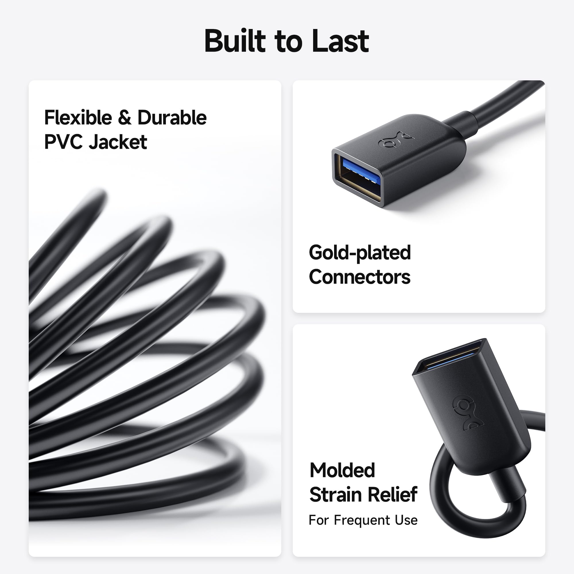 Cable Matters 2-Pack 6ft USB 3.0 Extension Cable Male to Female 5Gbps High Speed Extender for Webcam, VR Headset, Printer, External Hard Drive - Perfect for Home Office, Gaming Setup & PC Accessories (Black)